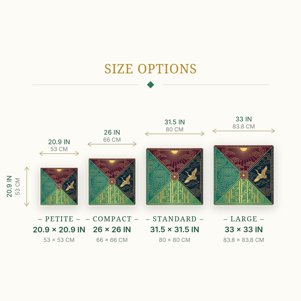 Deco Sunrise Quarters Mahjong Mat — size guide