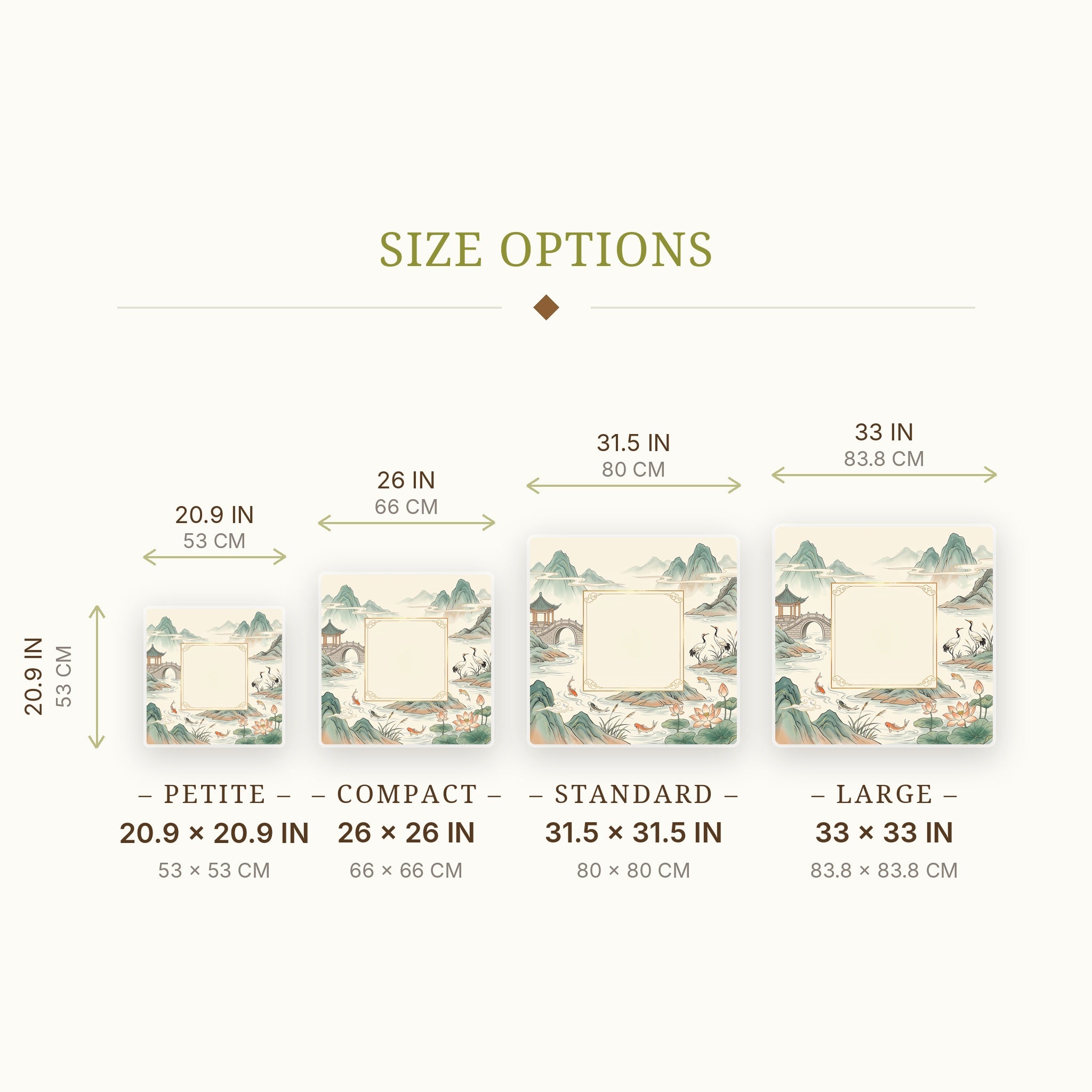 Ink Landscape Mahjong Mat — size guide