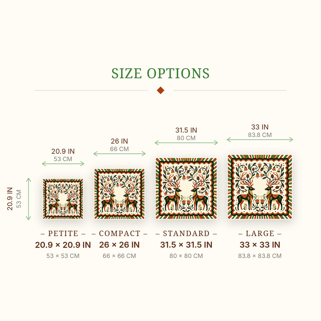 Folk Stags Mahjong Mat — size guide