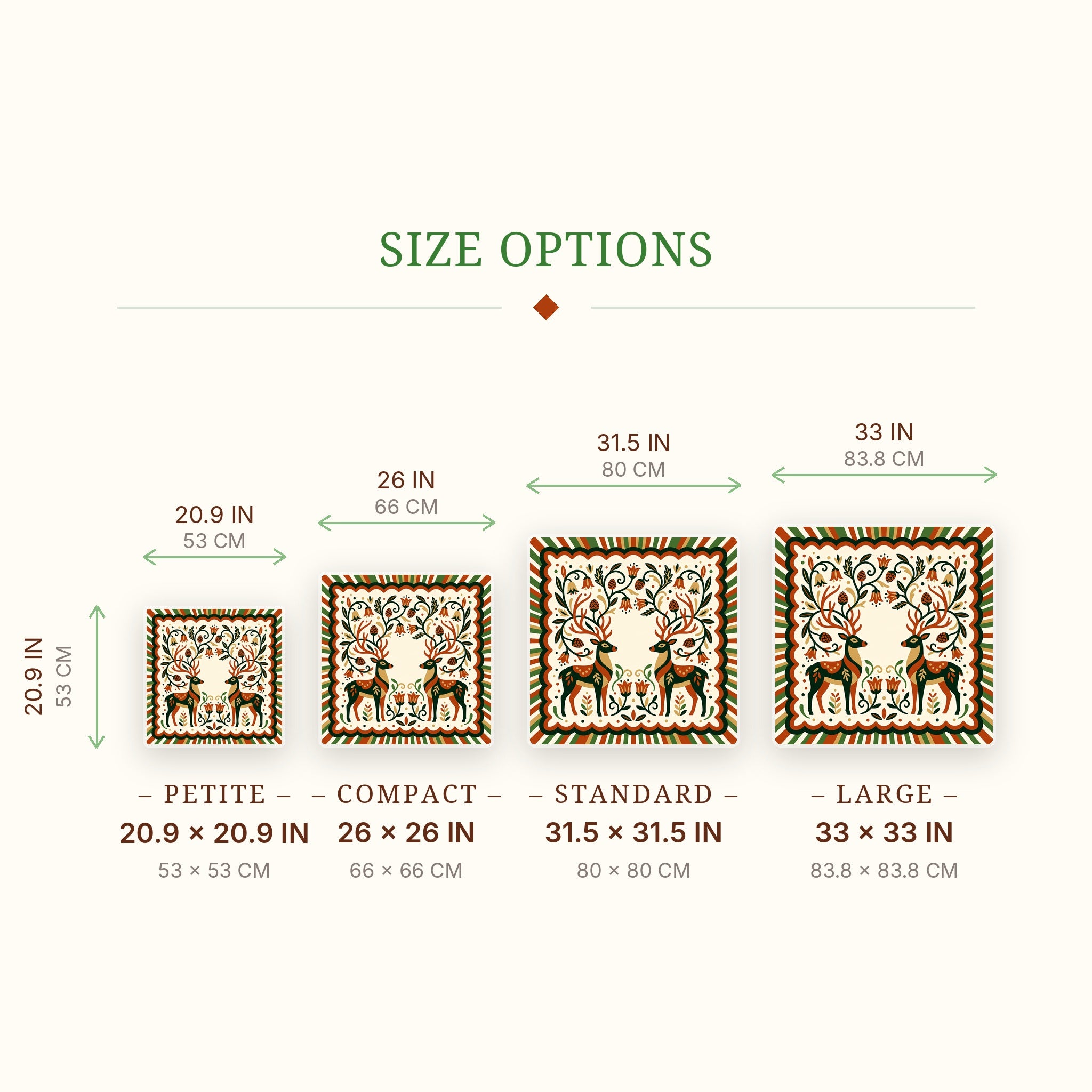 Folk Stags Mahjong Mat — size guide