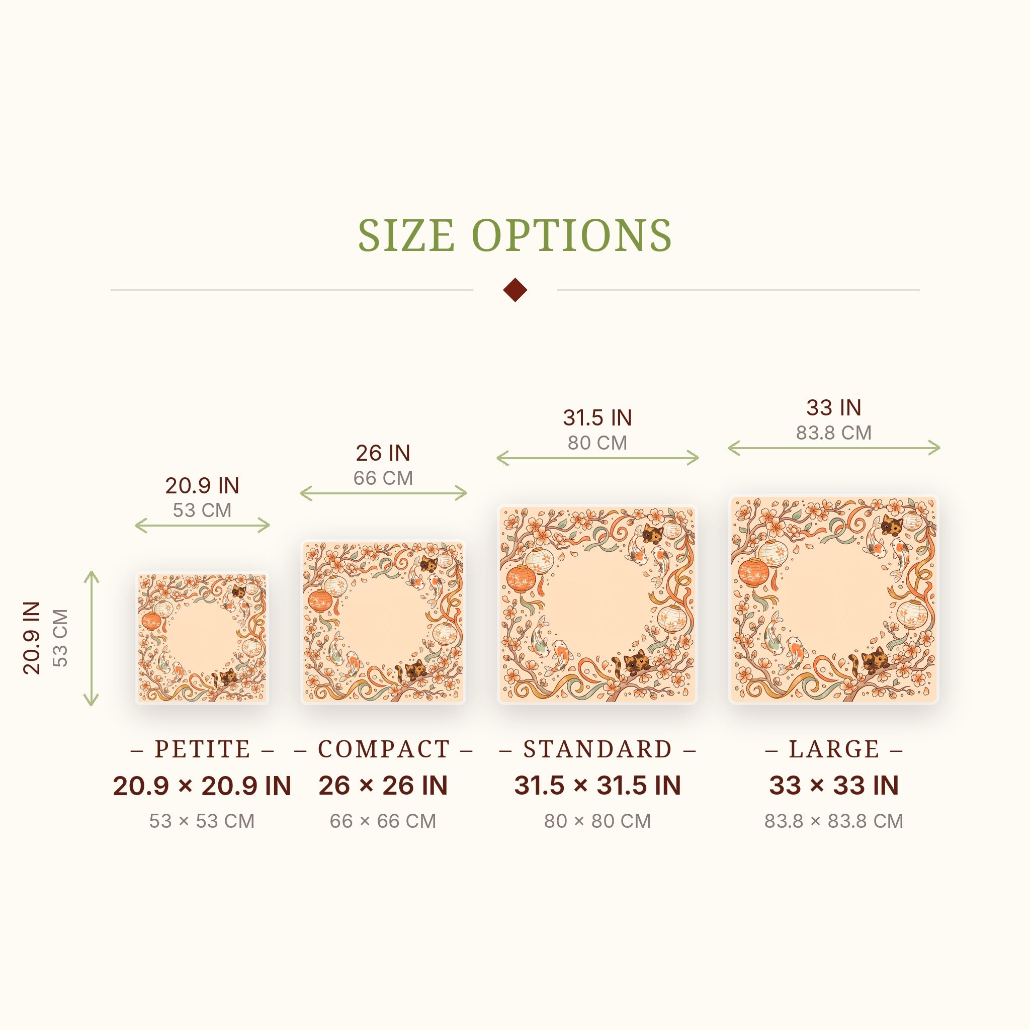 Lantern Koi Mahjong Mat — size guide