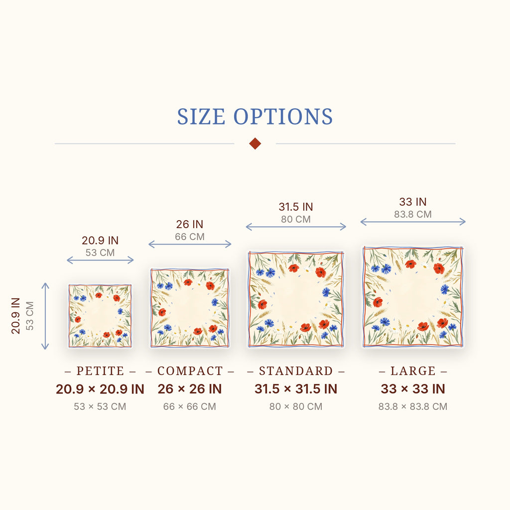 Poppy Meadow Mahjong Mat — size guide