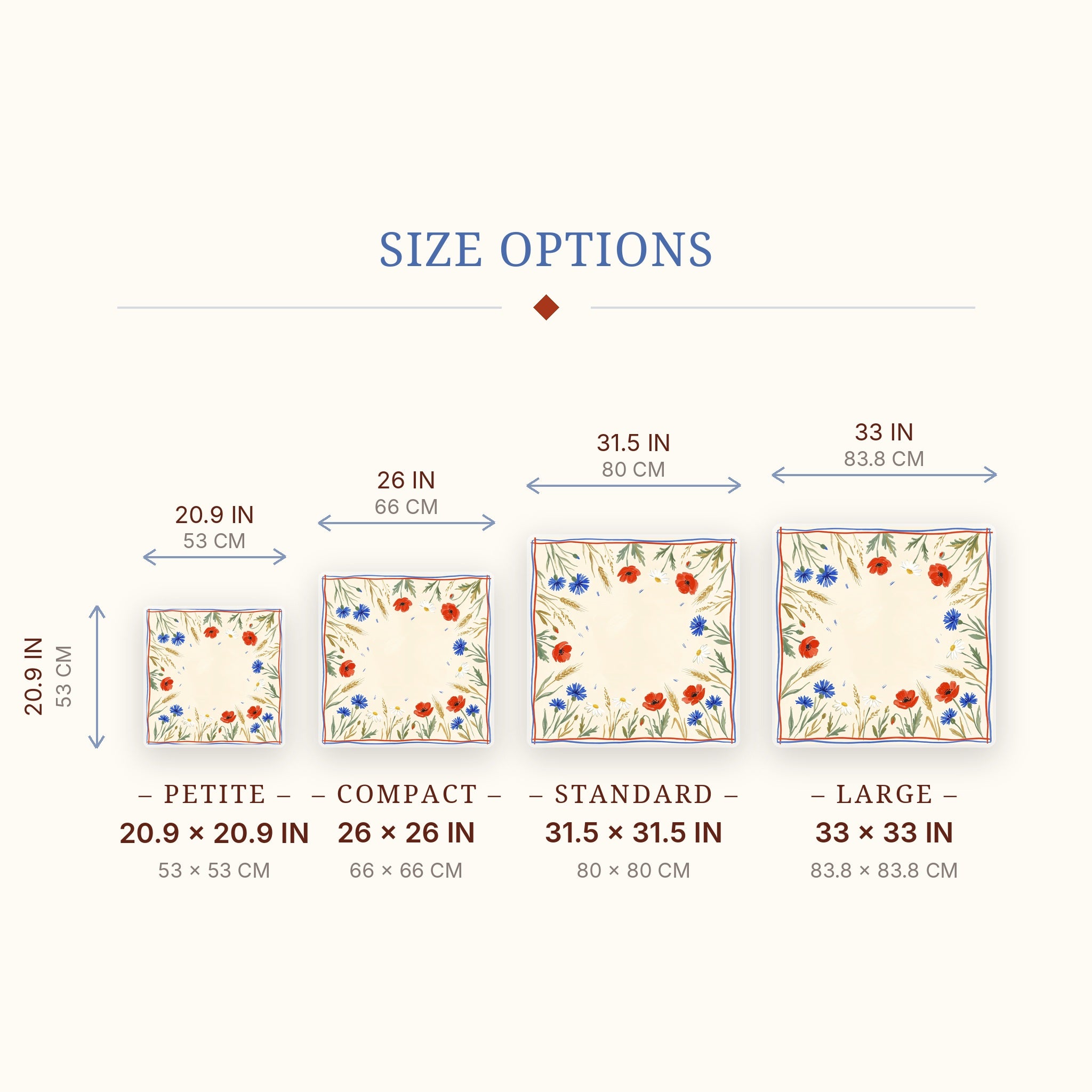 Poppy Meadow Mahjong Mat — size guide