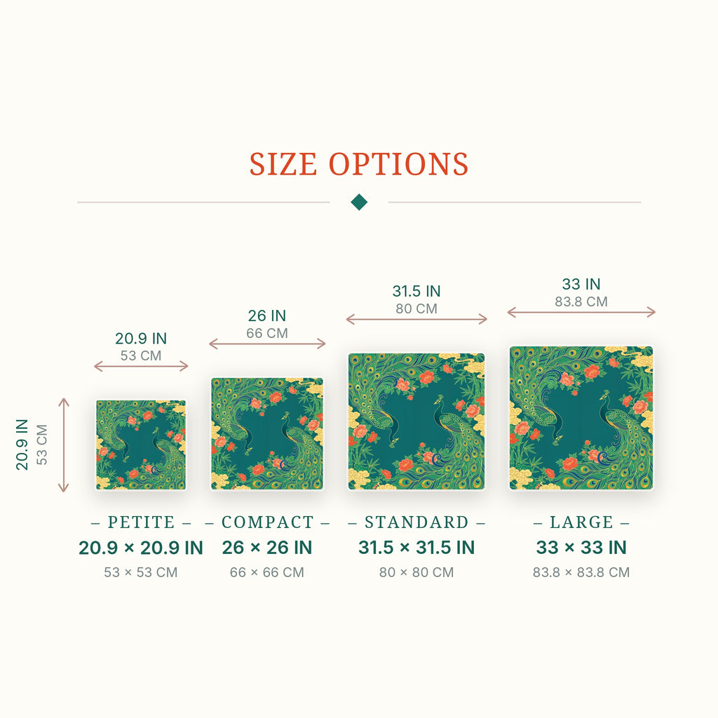 Peacock Teal Mahjong Mat — size guide