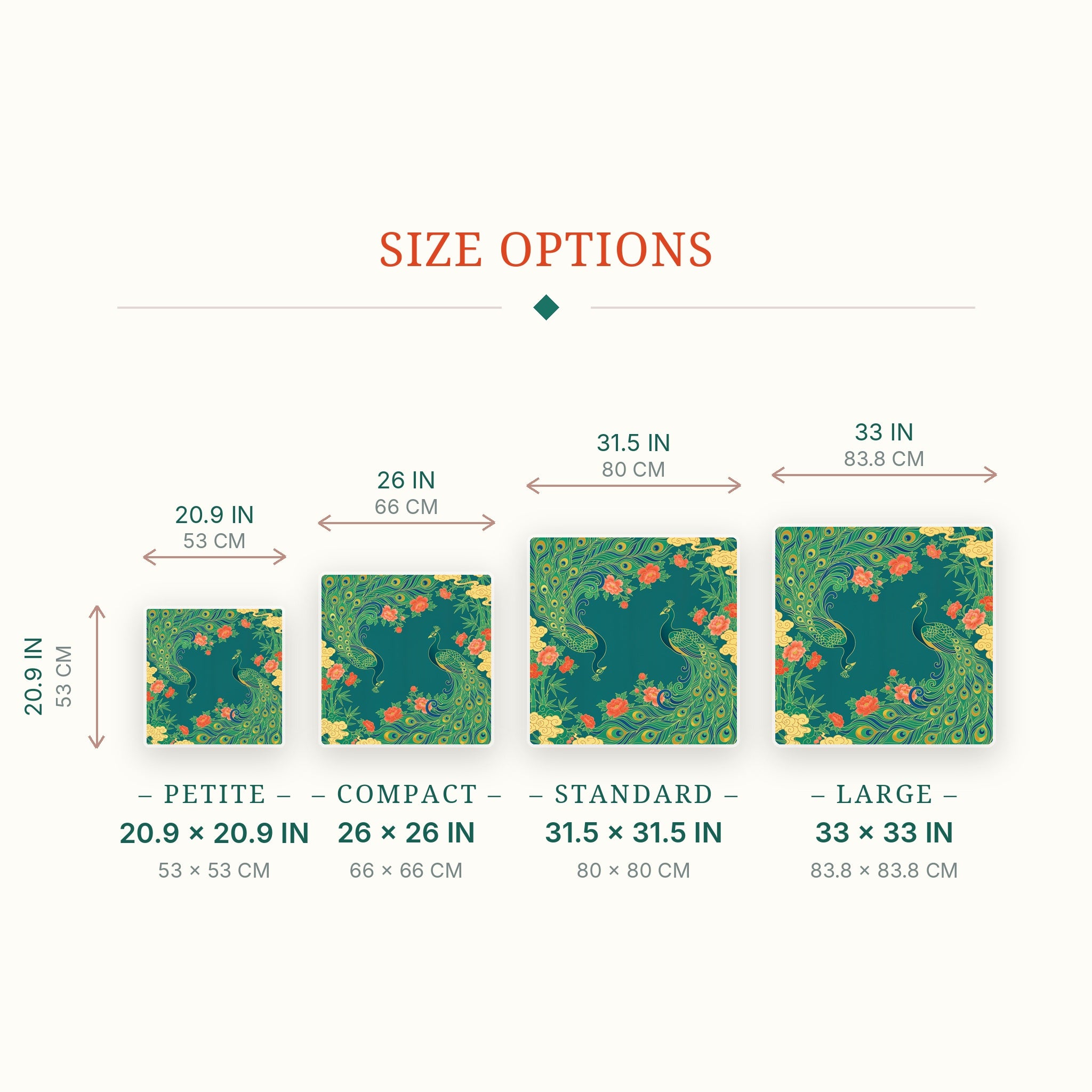 Peacock Teal Mahjong Mat — size guide