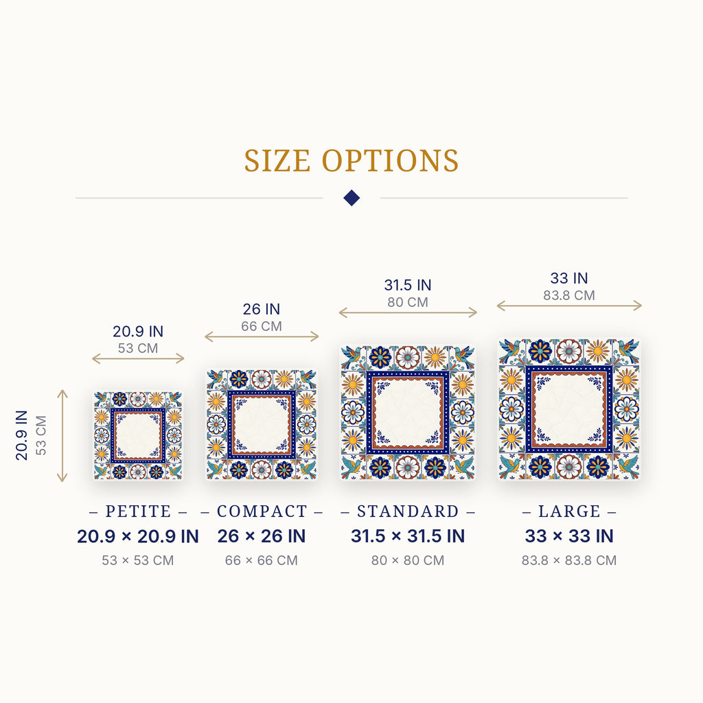 Talavera Mahjong Mat — size guide