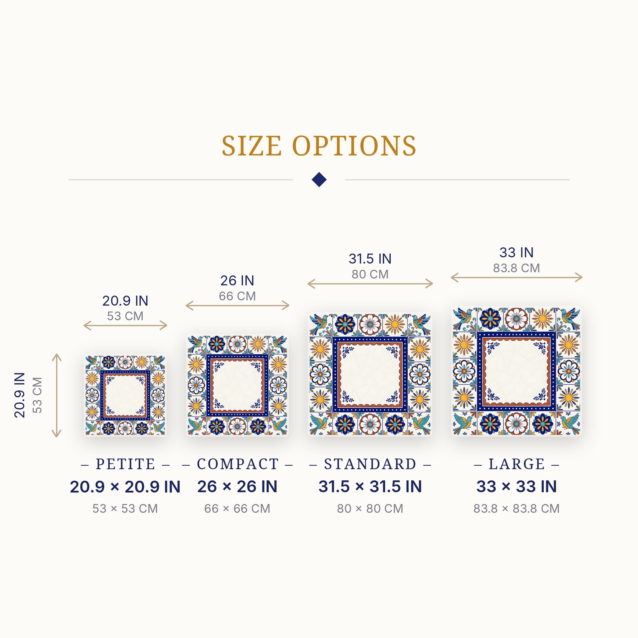 Talavera Mahjong Mat — size guide