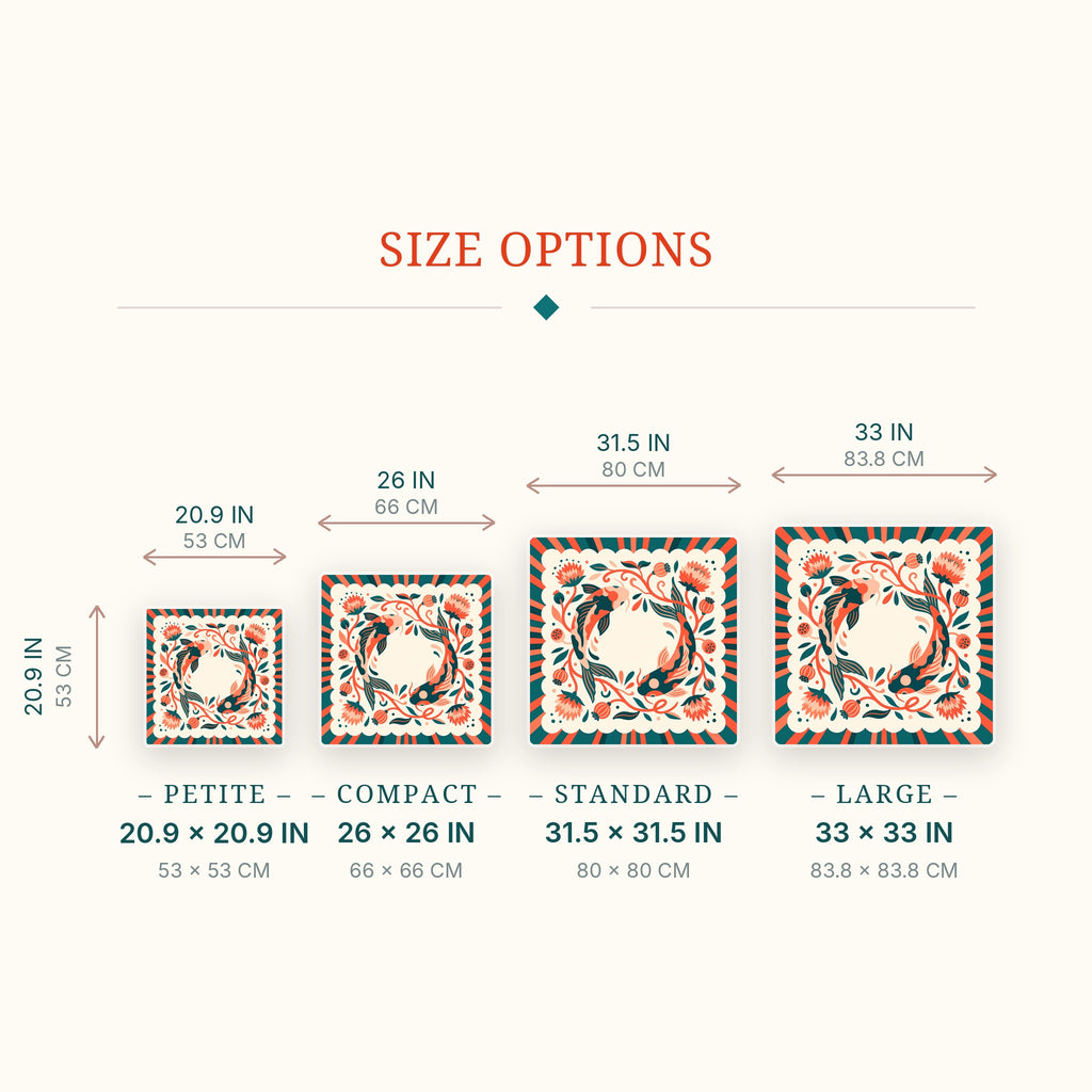 Koi Circle Mahjong Mat — size guide
