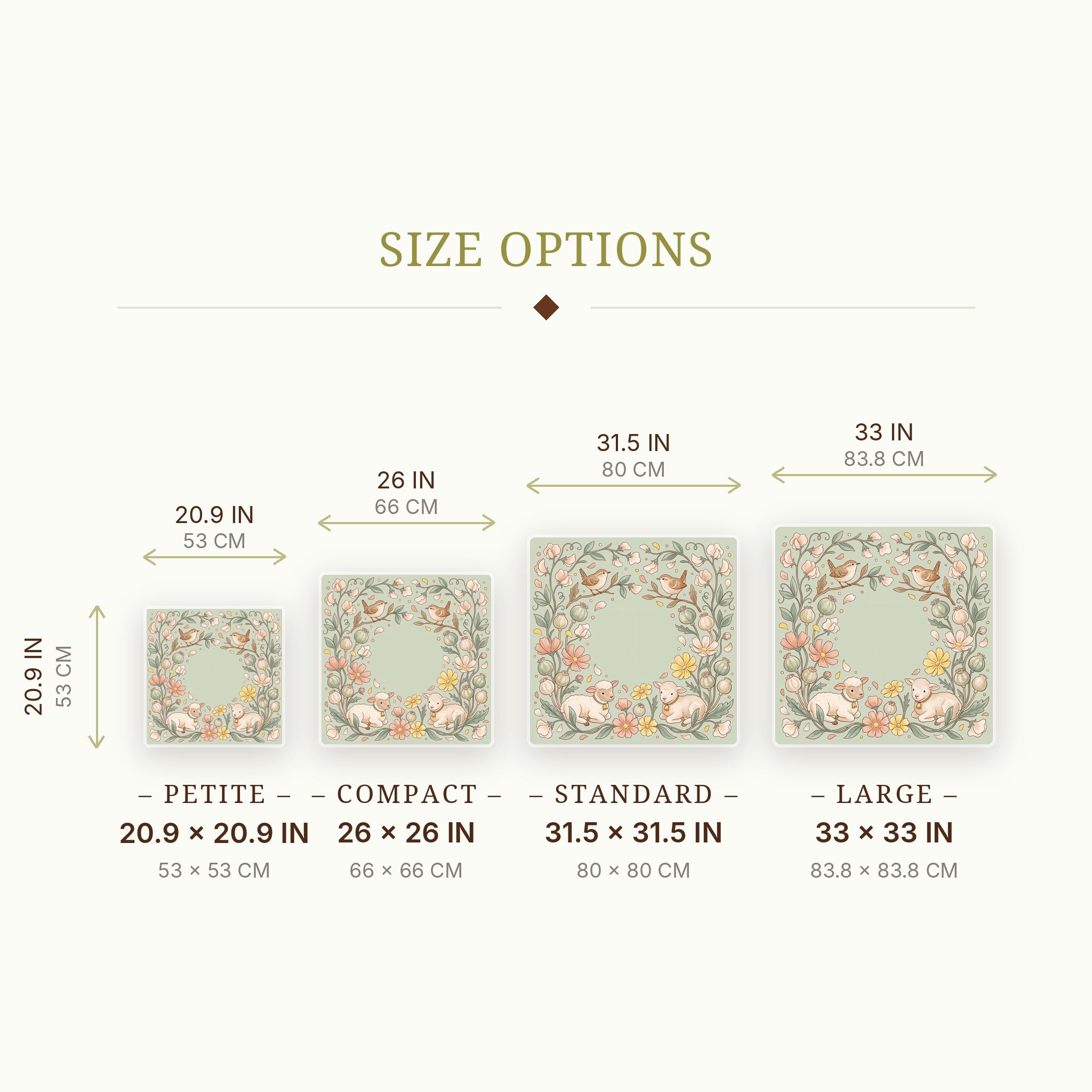 Lamb Poppy Mahjong Mat — size guide