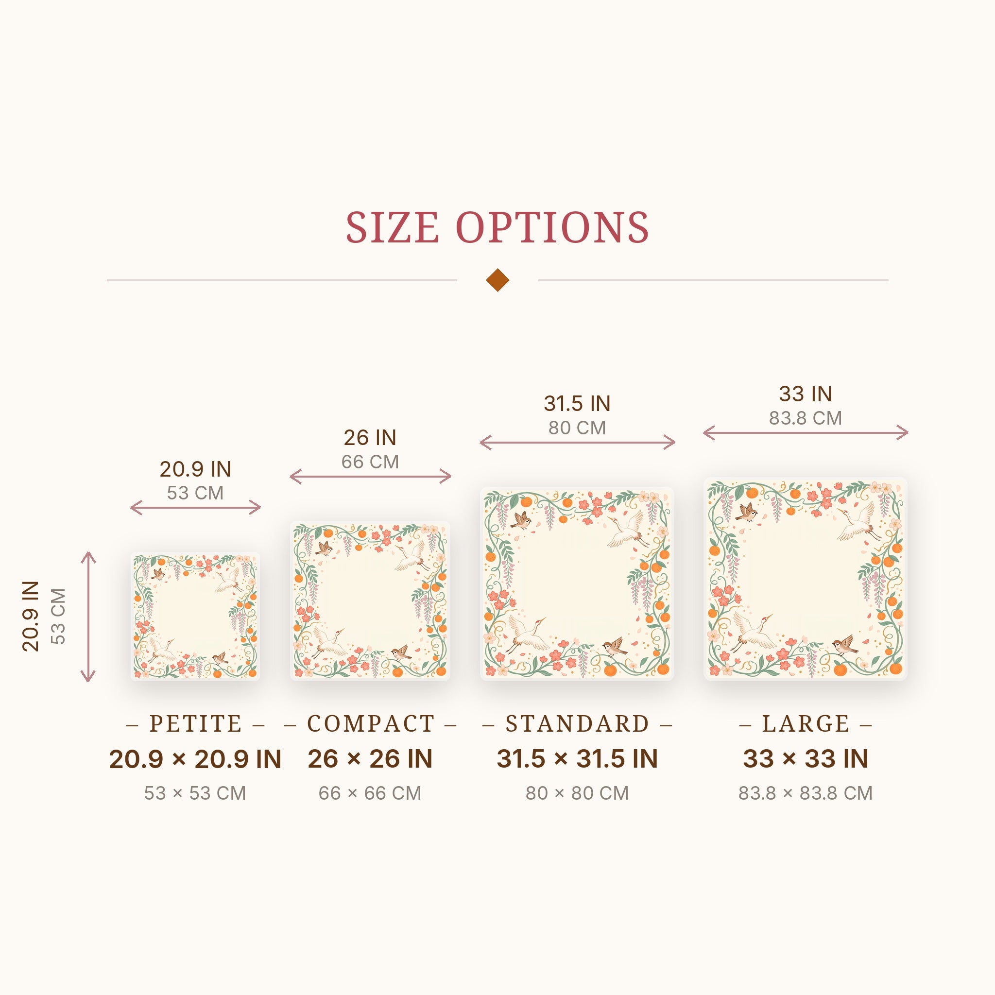 Crane Wisteria Mahjong Mat — size guide