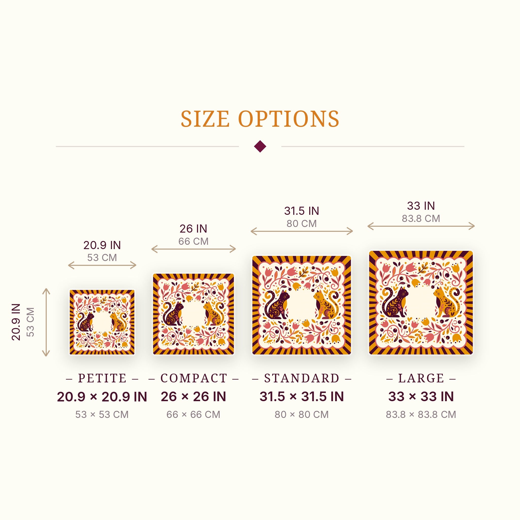 Tulip Cats Mahjong Mat — size guide