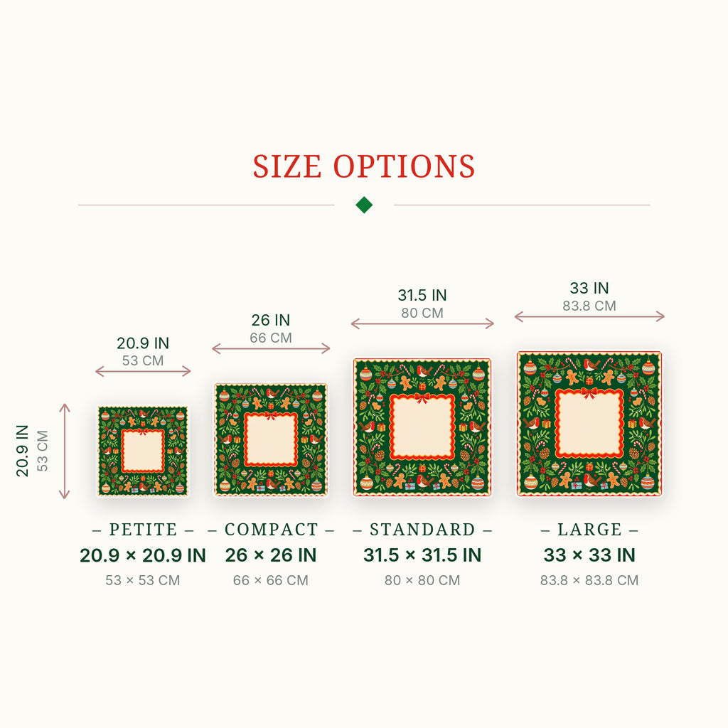 Gingerbread Holly Mahjong Mat — size guide