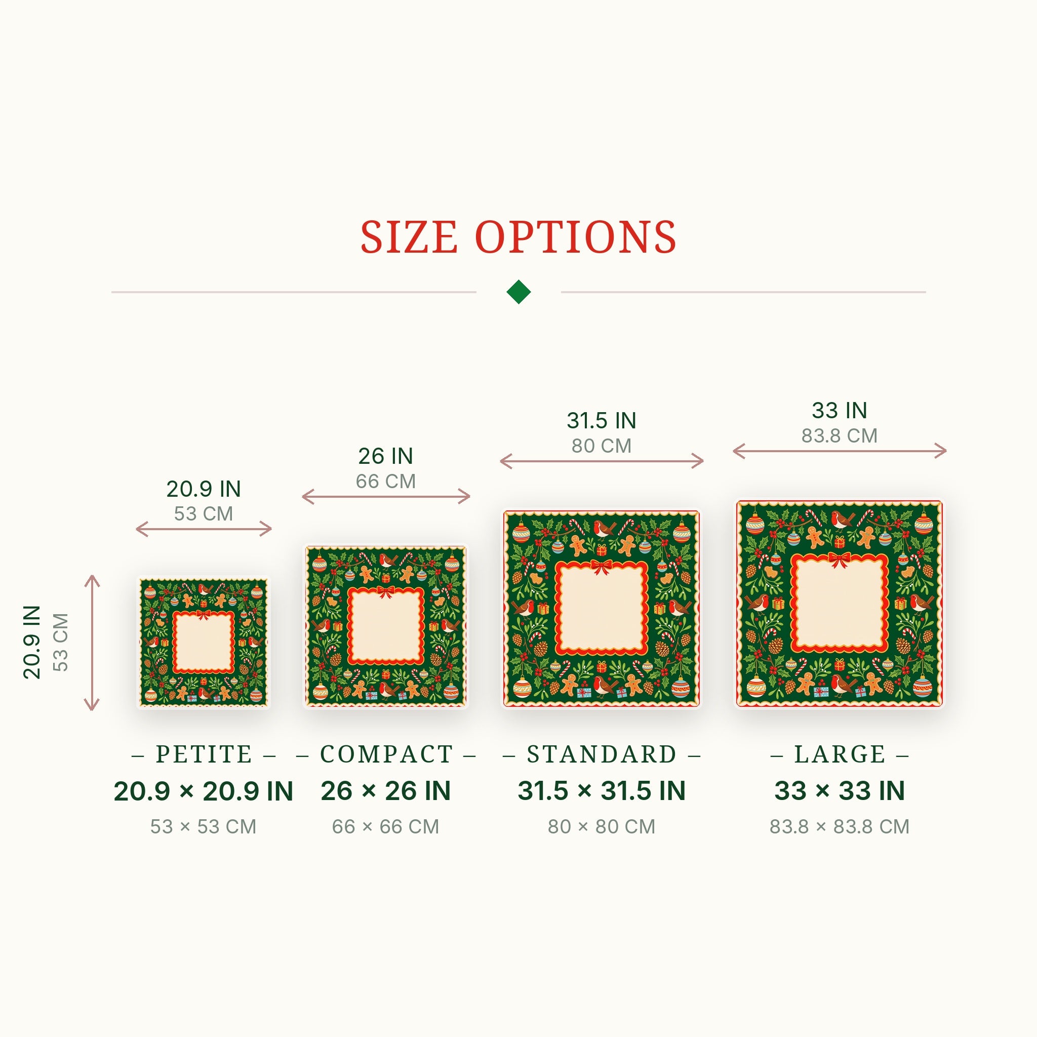Gingerbread Holly Mahjong Mat — size guide