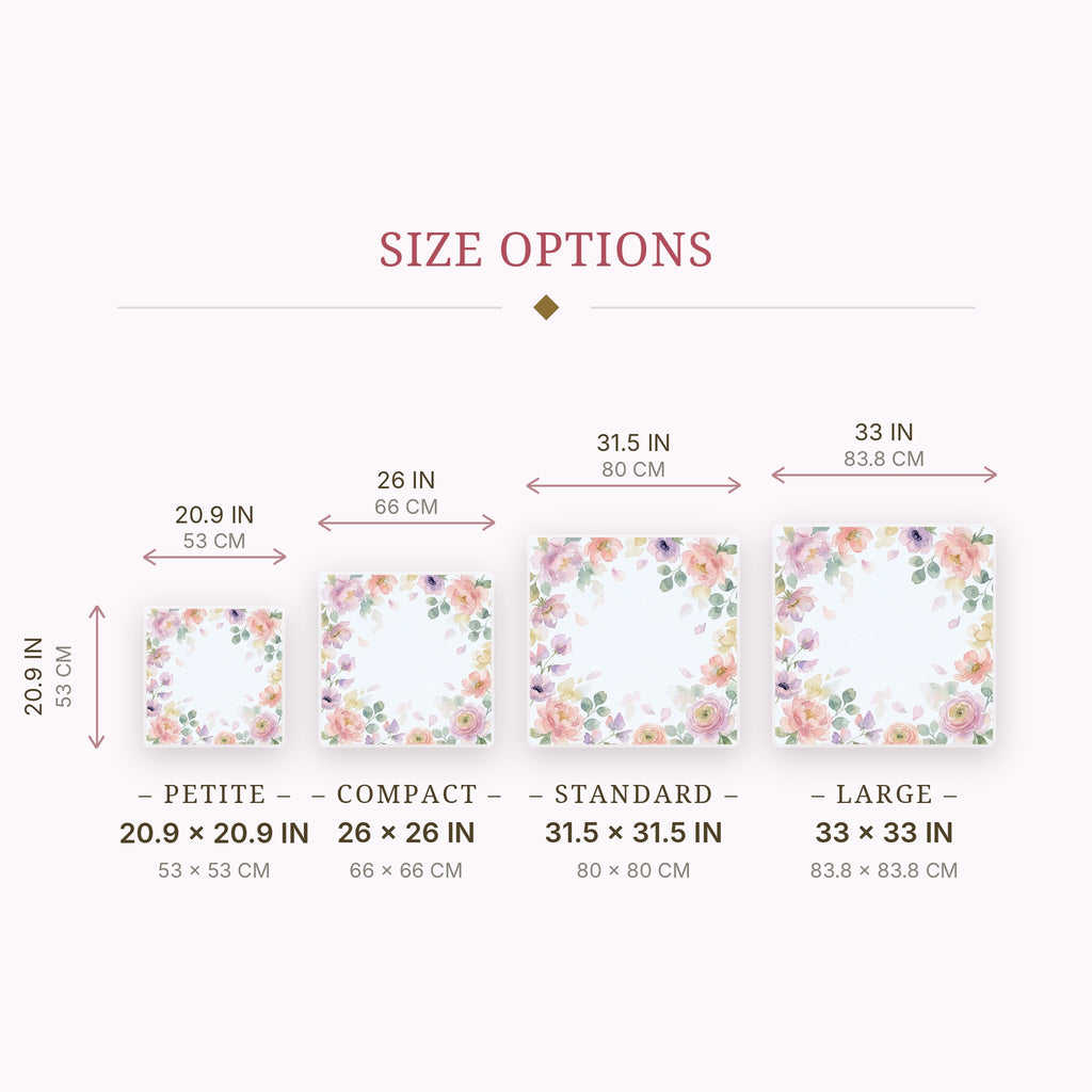 Watercolor Blush Mahjong Mat — size guide