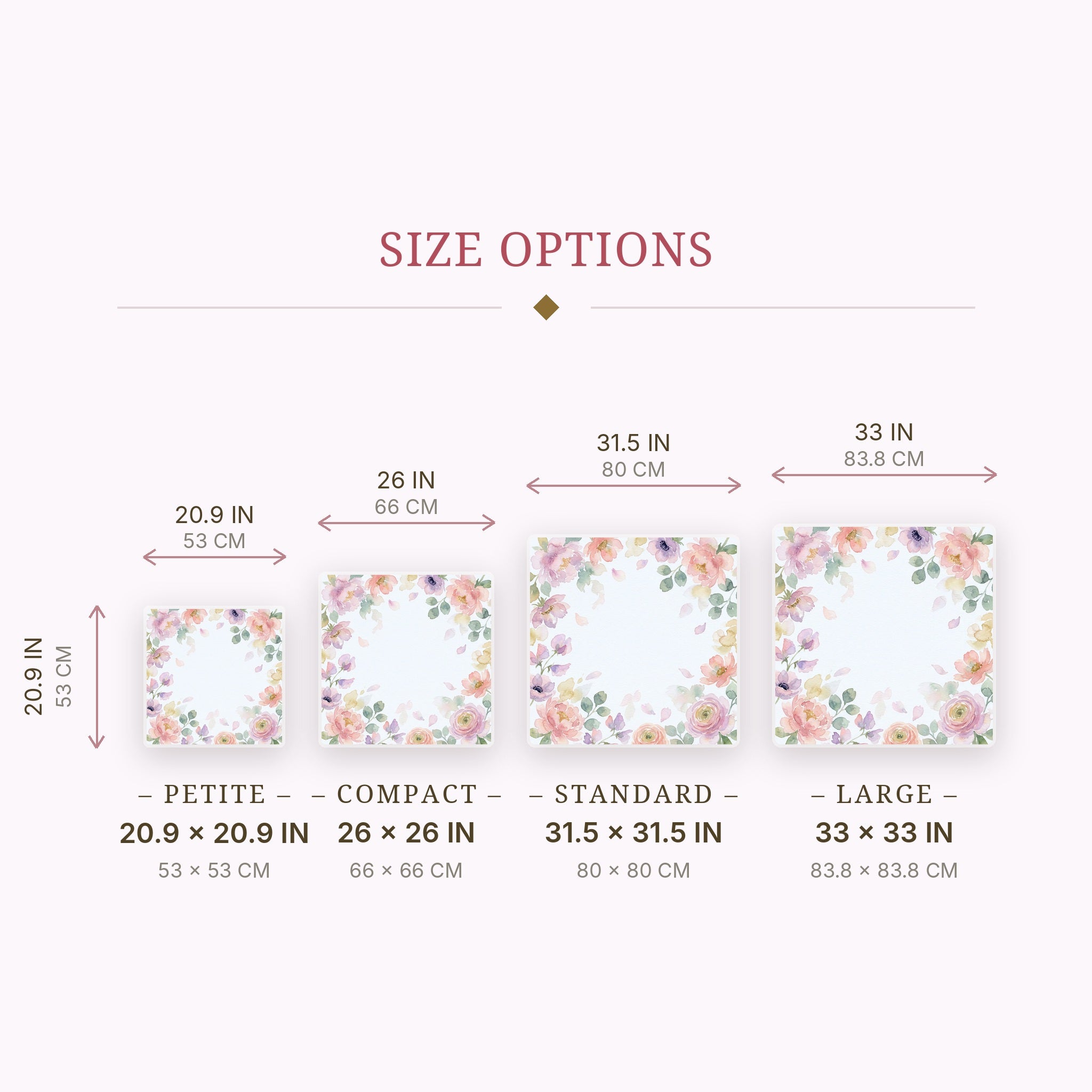Watercolor Blush Mahjong Mat — size guide