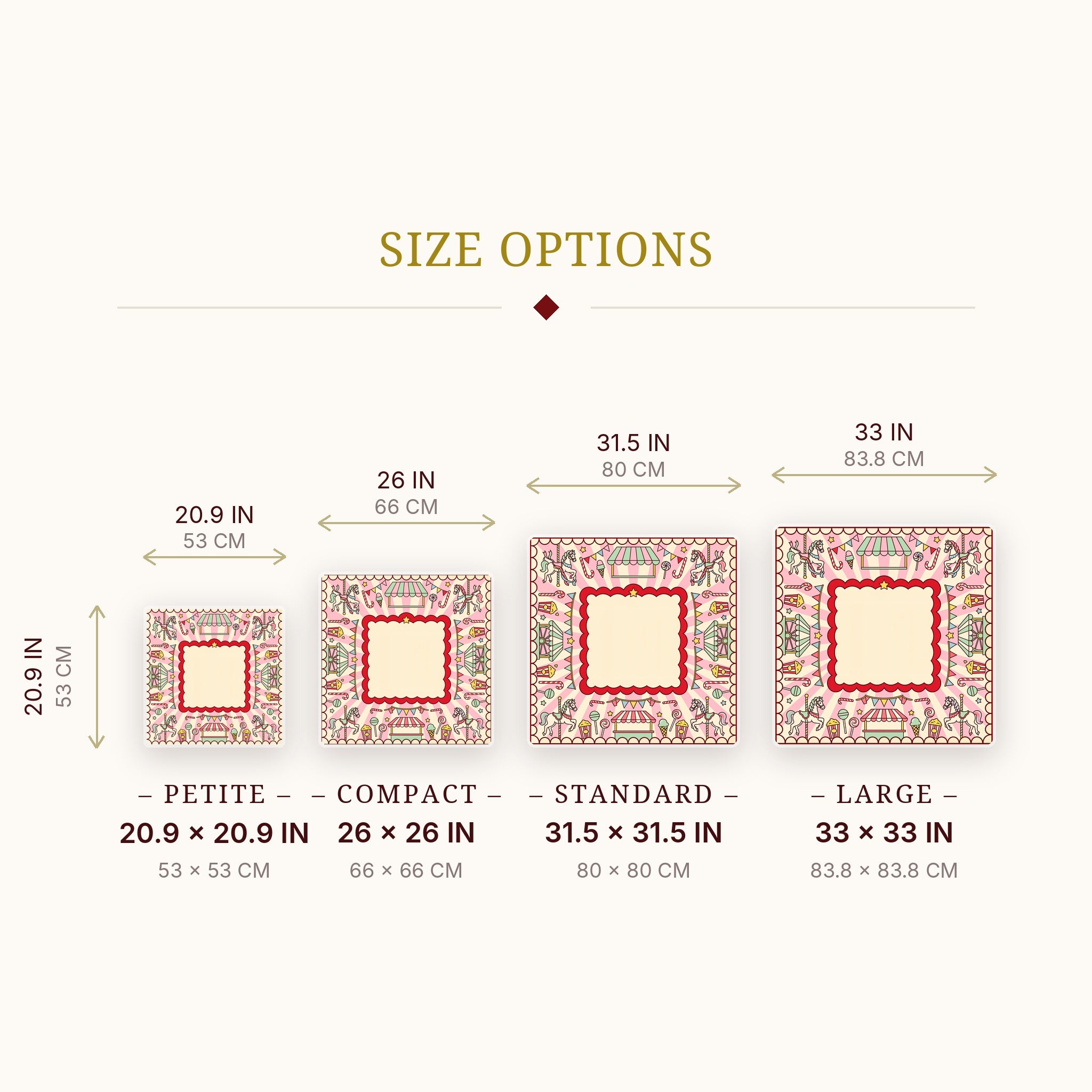 Carousel Fair Mahjong Mat — size guide