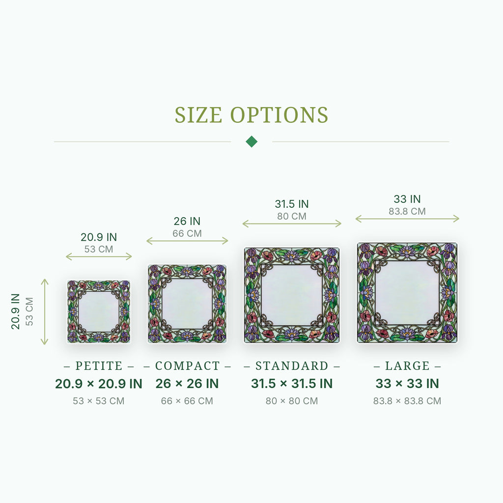 Nouveau Glass Mahjong Mat — size guide