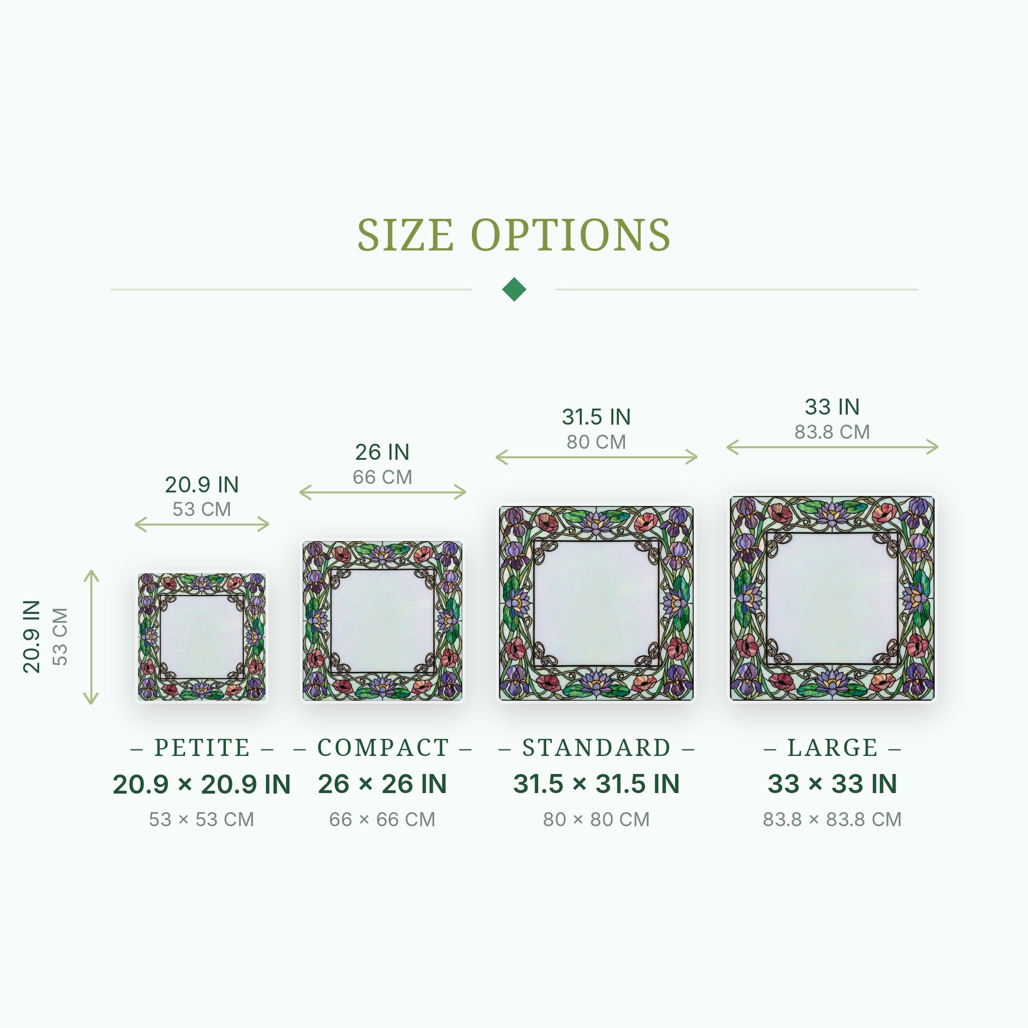 Nouveau Glass Mahjong Mat — size guide