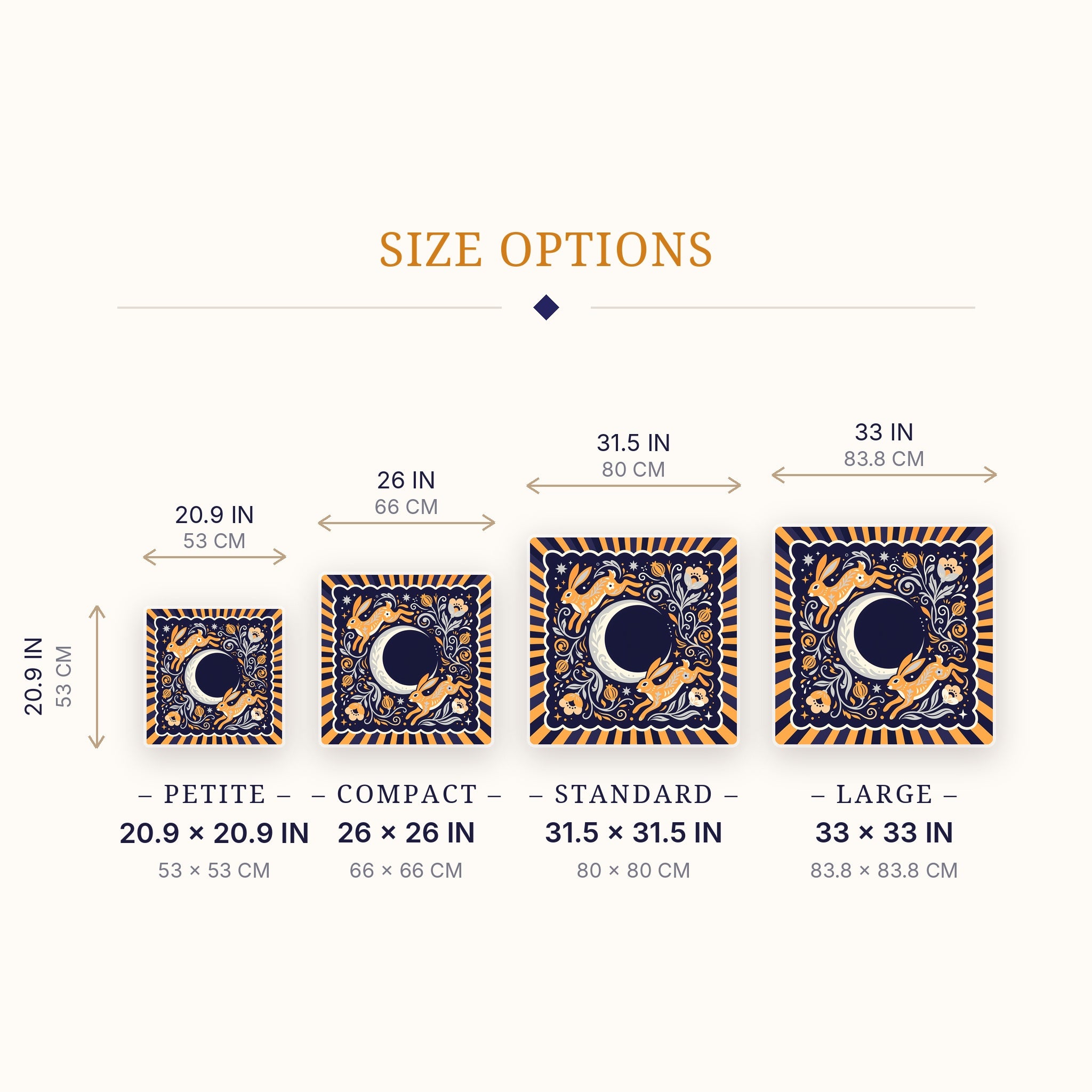Moon Hares Mahjong Mat — size guide