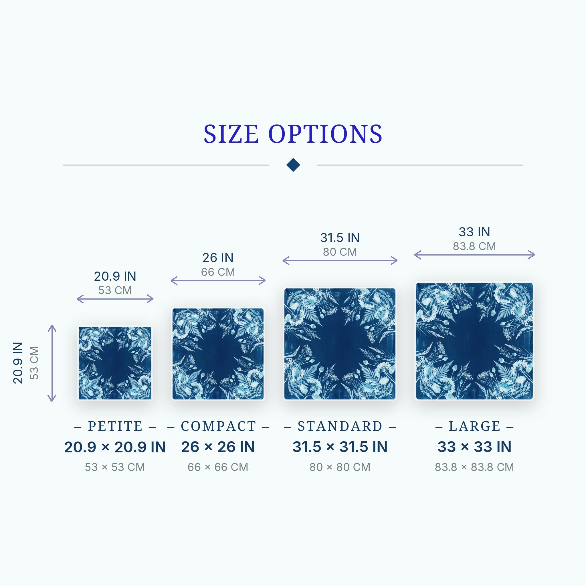 Cyanotype Fern Mahjong Mat — size guide