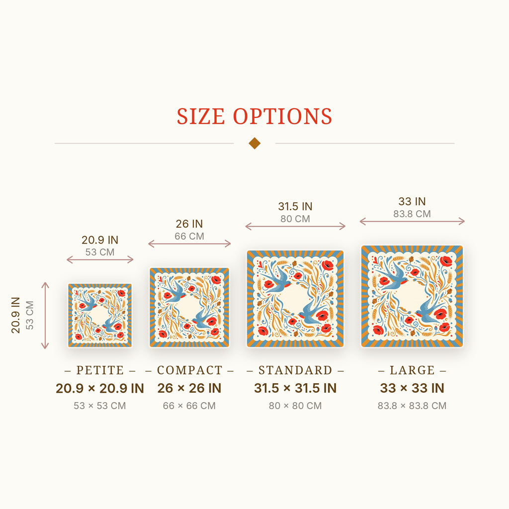 Swallow Poppy Mahjong Mat — size guide