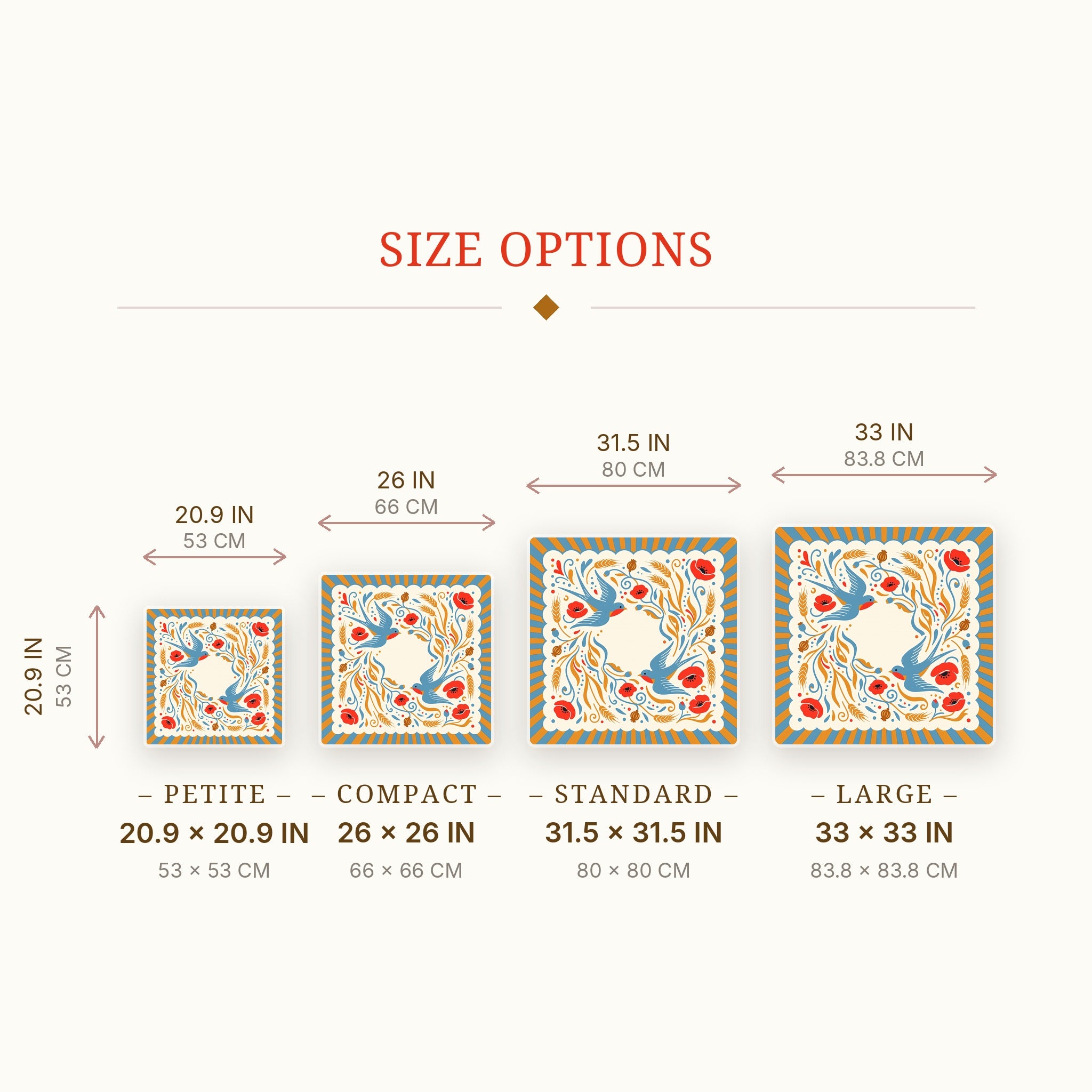 Swallow Poppy Mahjong Mat — size guide
