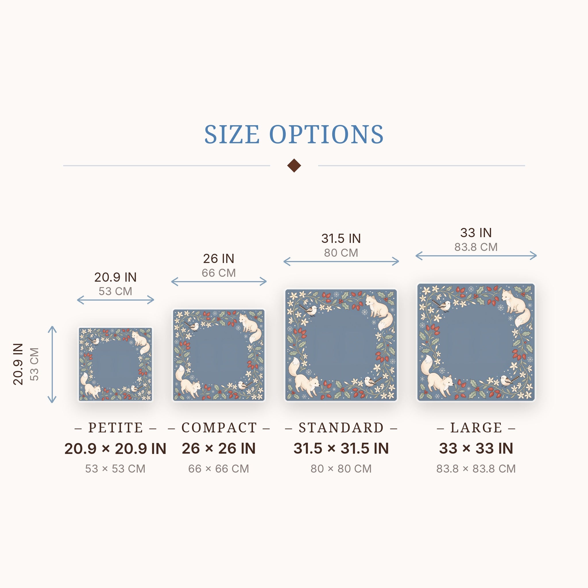 Arctic Fox Mahjong Mat — size guide