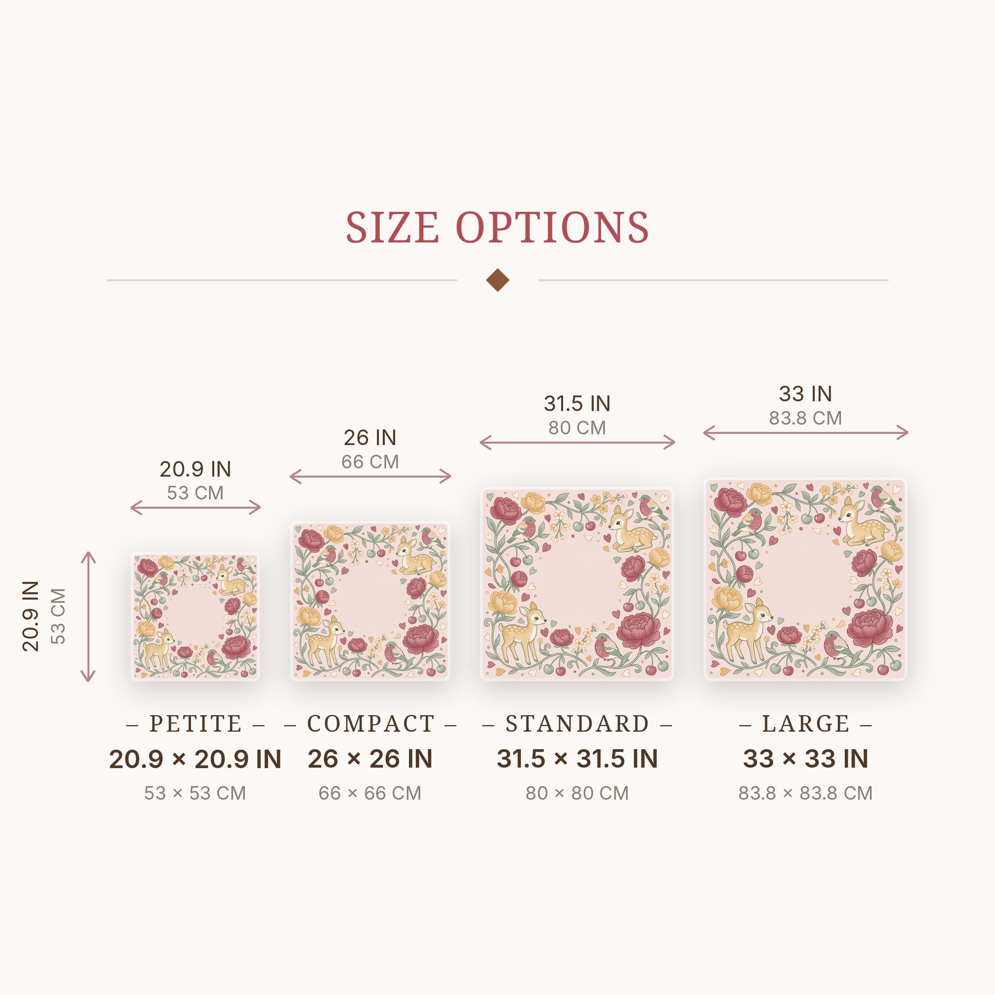 Fawn Peony Mahjong Mat — size guide