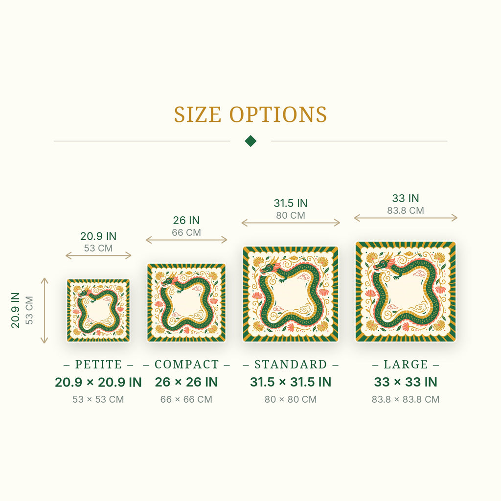 Green Dragon Mahjong Mat — size guide