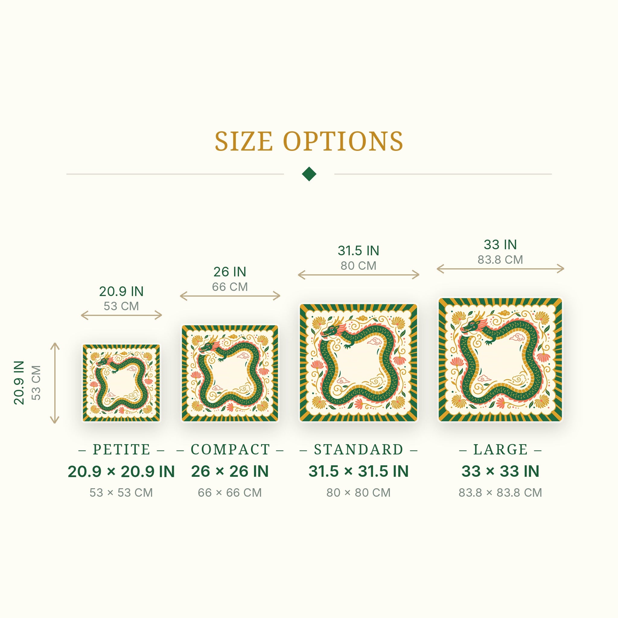 Green Dragon Mahjong Mat — size guide
