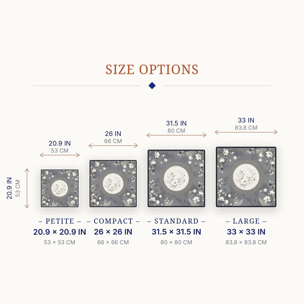 Magnolia Grayscale Mahjong Mat — size guide