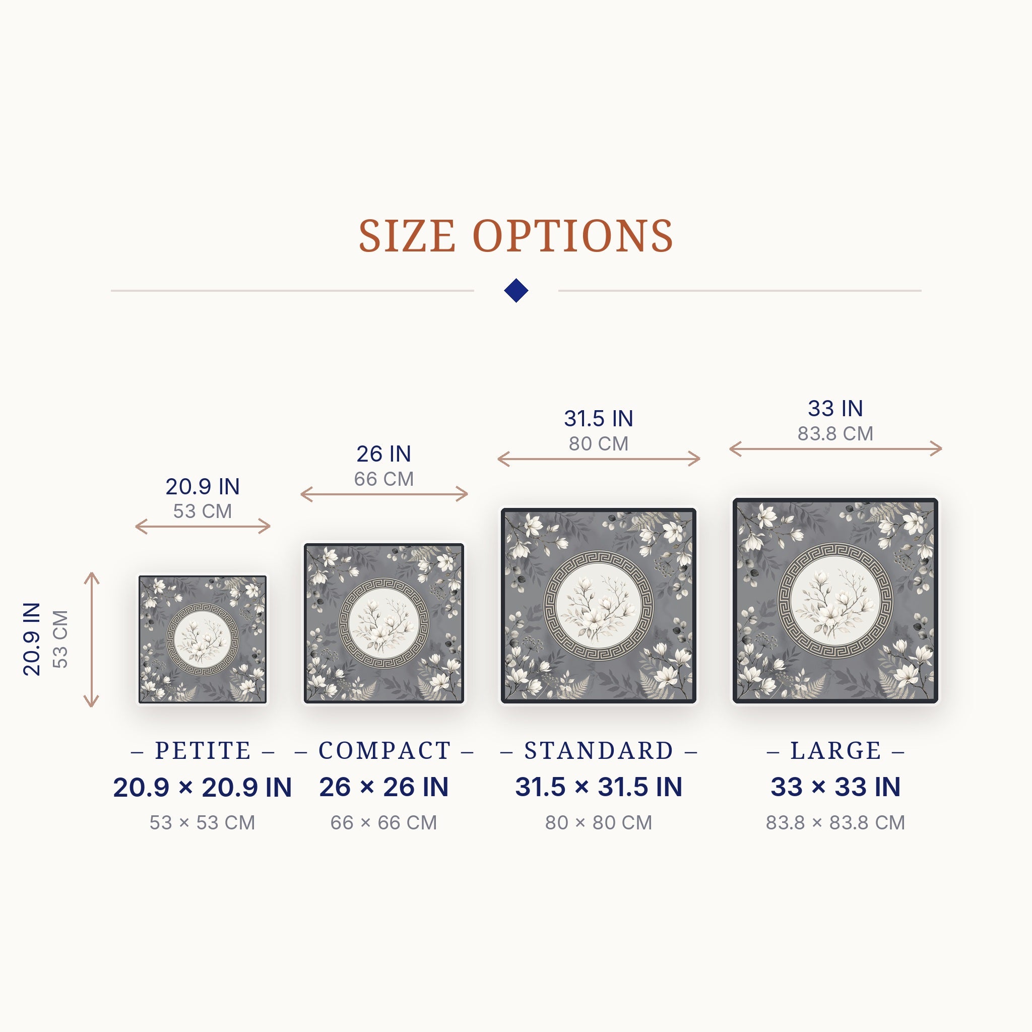 Magnolia Grayscale Mahjong Mat — size guide