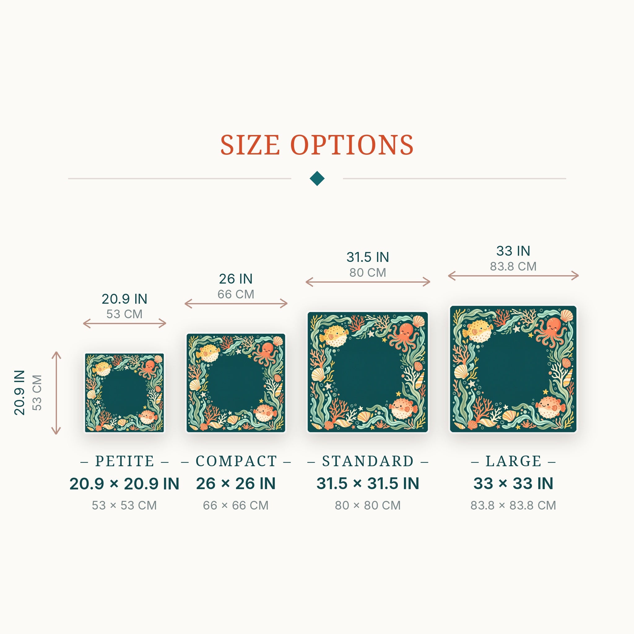 Reef Friends Mahjong Mat — size guide