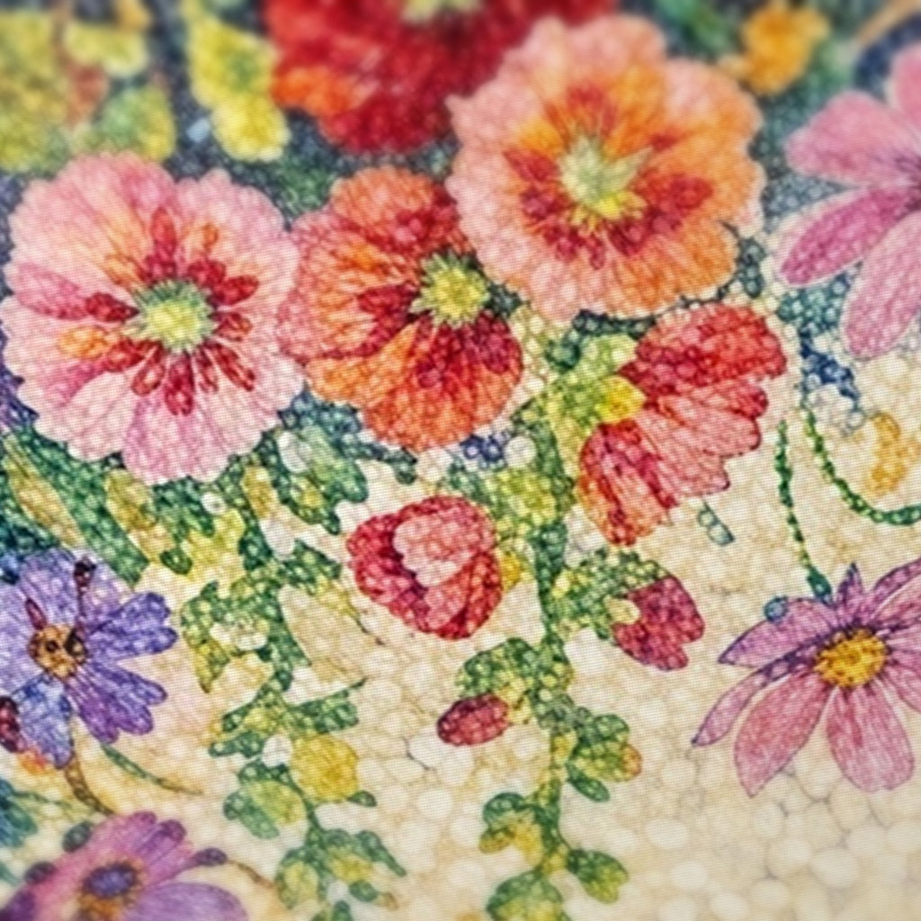 Pointillist Meadow Mahjong Mat — fabric detail