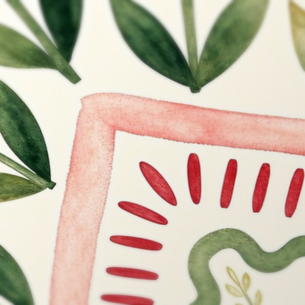 Tulip Heart Folk Mahjong Mat — fabric detail
