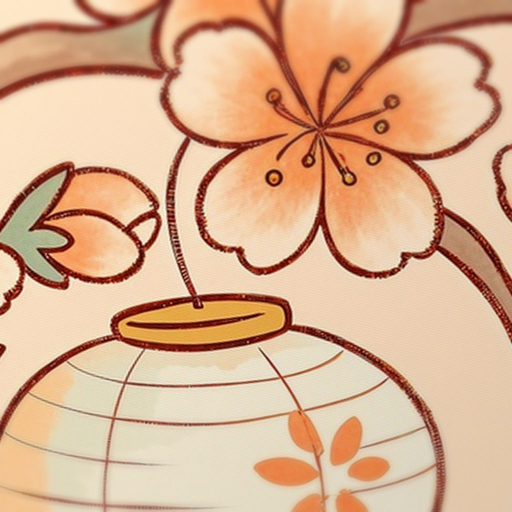 Lantern Koi Mahjong Mat — fabric detail