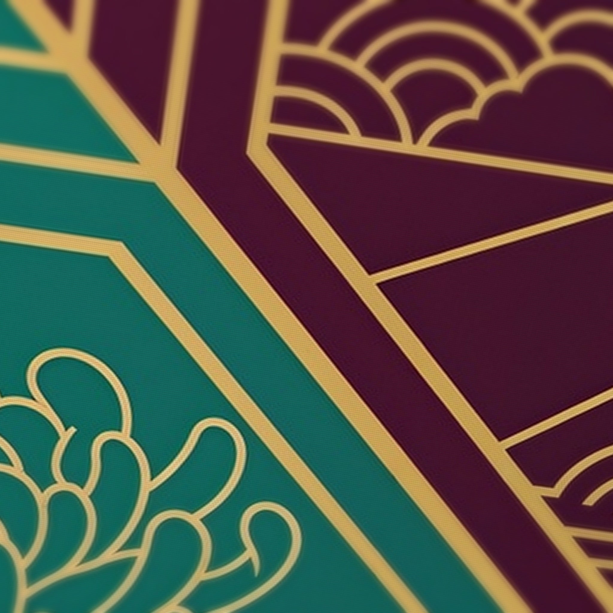 Deco Sunrise Quarters Mahjong Mat — fabric detail