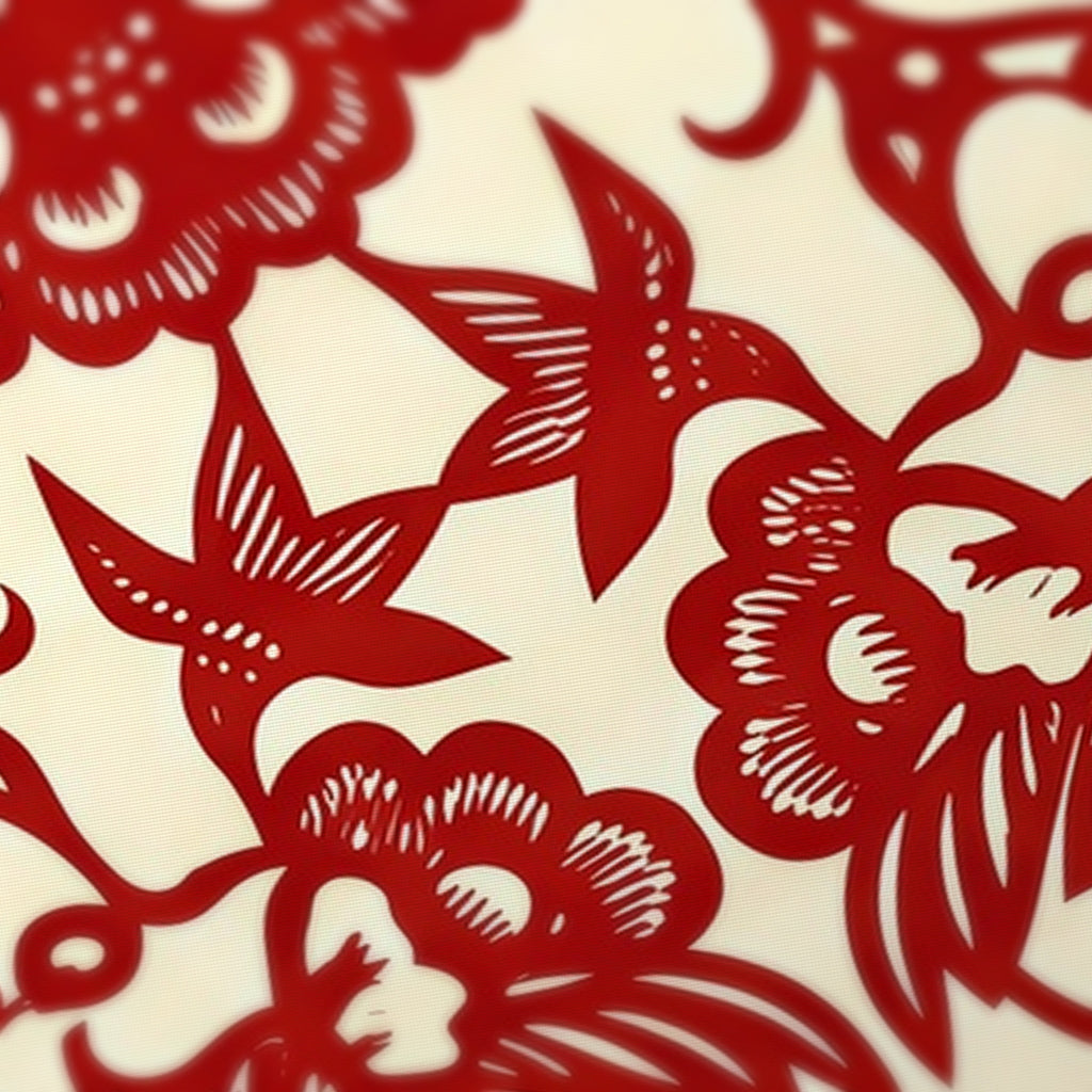 Jianzhi Redcut Mahjong Mat — fabric detail