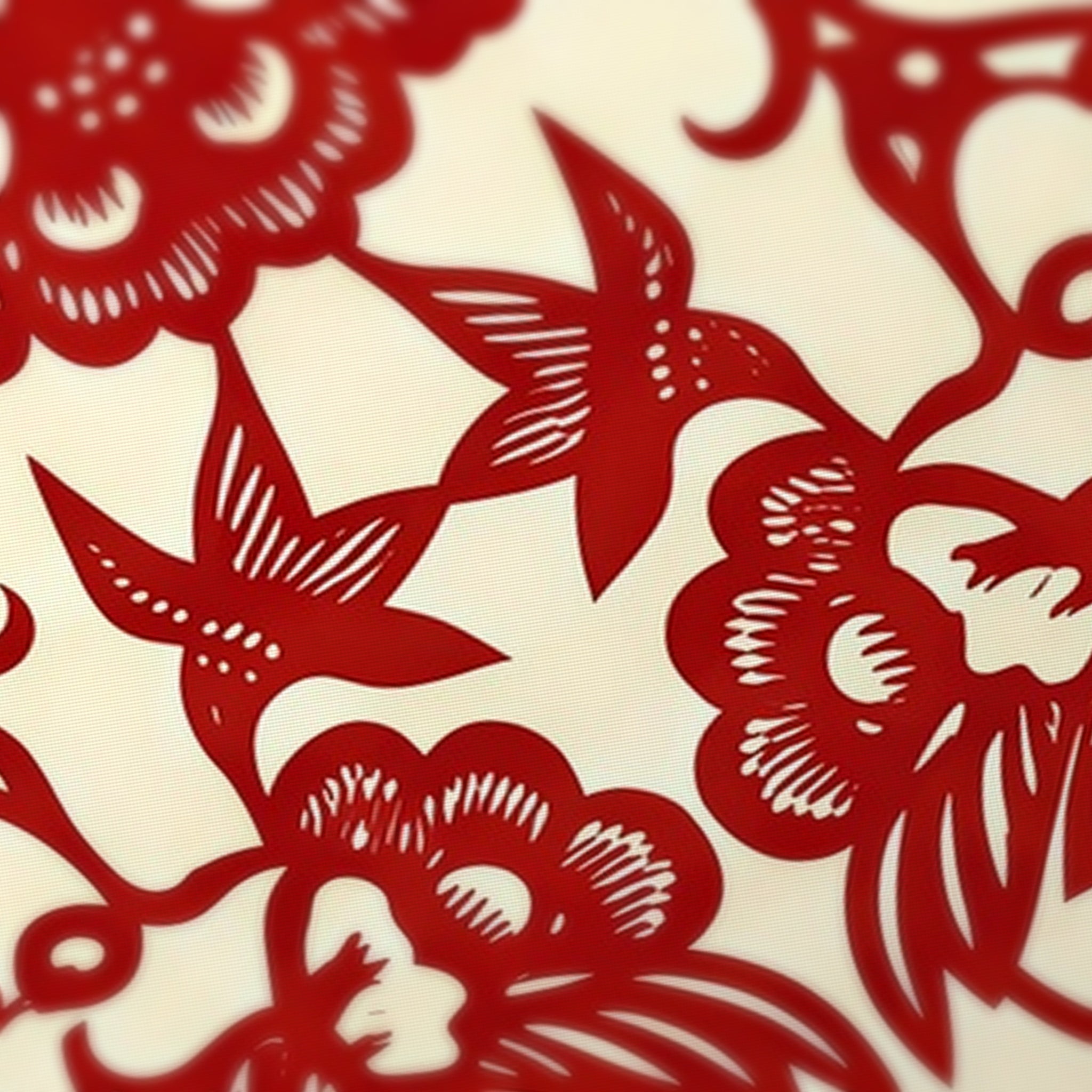 Jianzhi Redcut Mahjong Mat — fabric detail