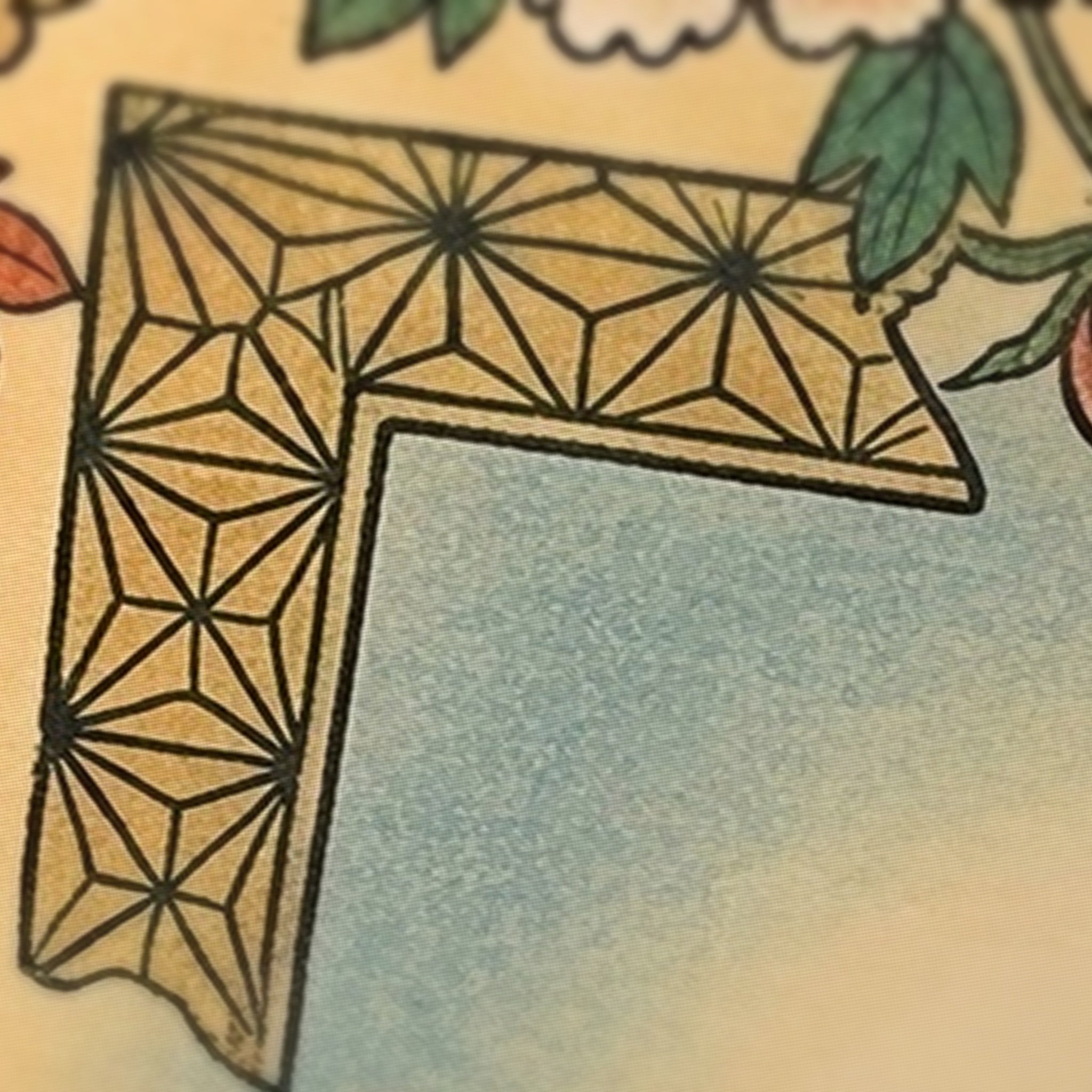 Ukiyoe Peony Mahjong Mat — fabric detail