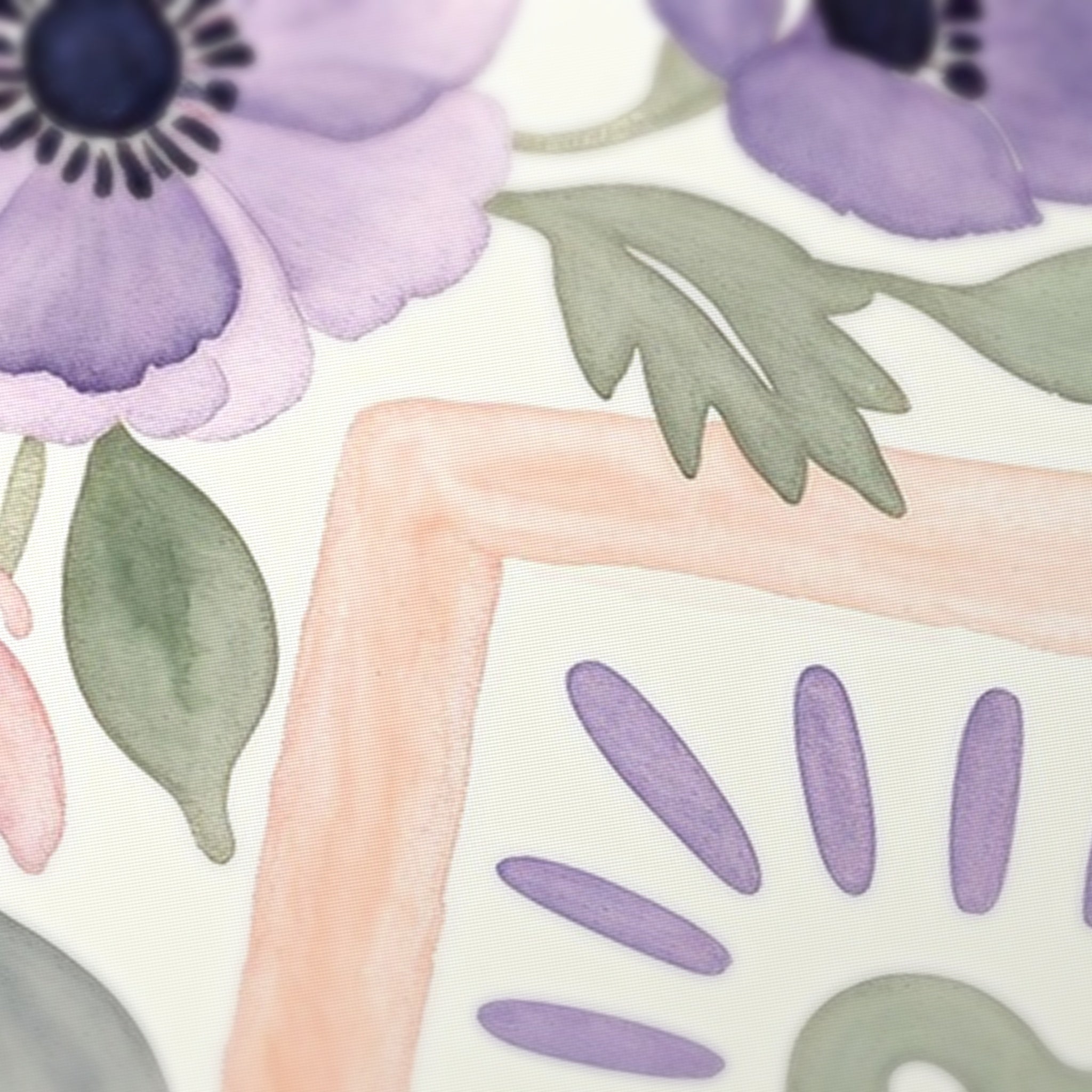 Plum Anemone Mahjong Mat — fabric detail