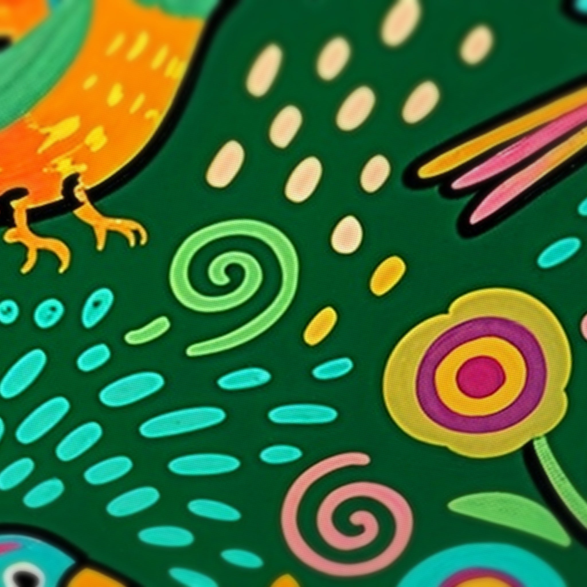 Folk Tigers Mahjong Mat — fabric detail