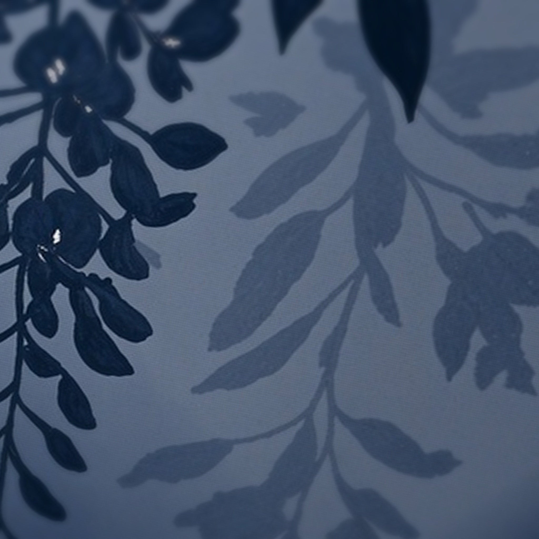 Navy Wisteria Mahjong Mat — fabric detail