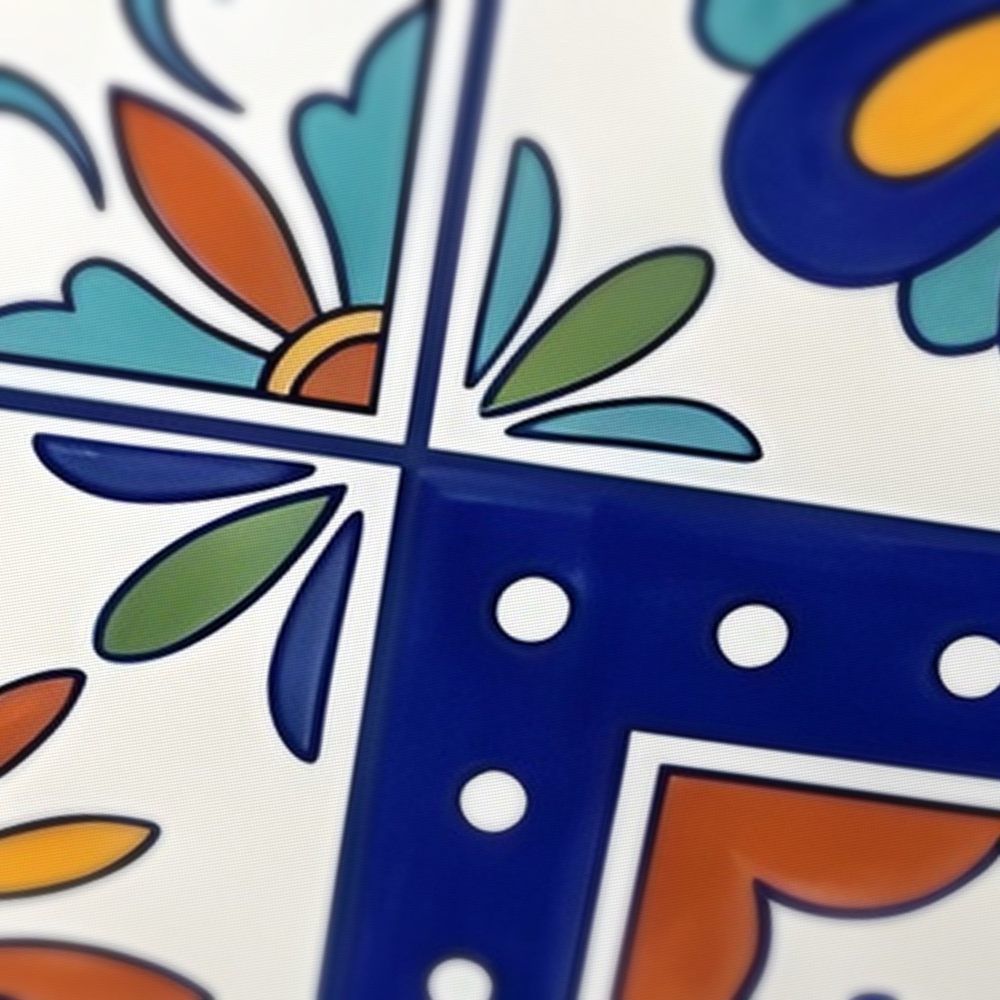 Talavera Mahjong Mat — fabric detail