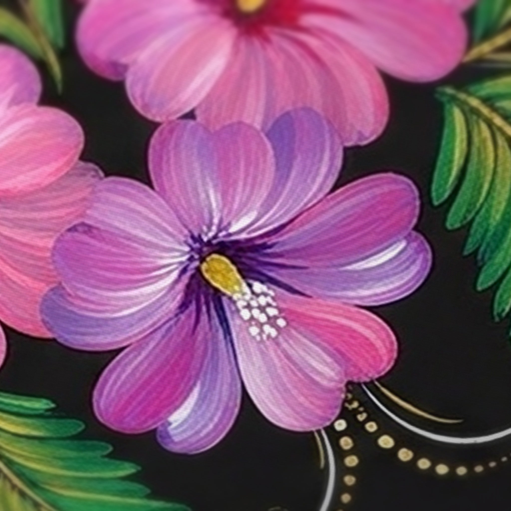 Petrykivka Berry Mahjong Mat — fabric detail