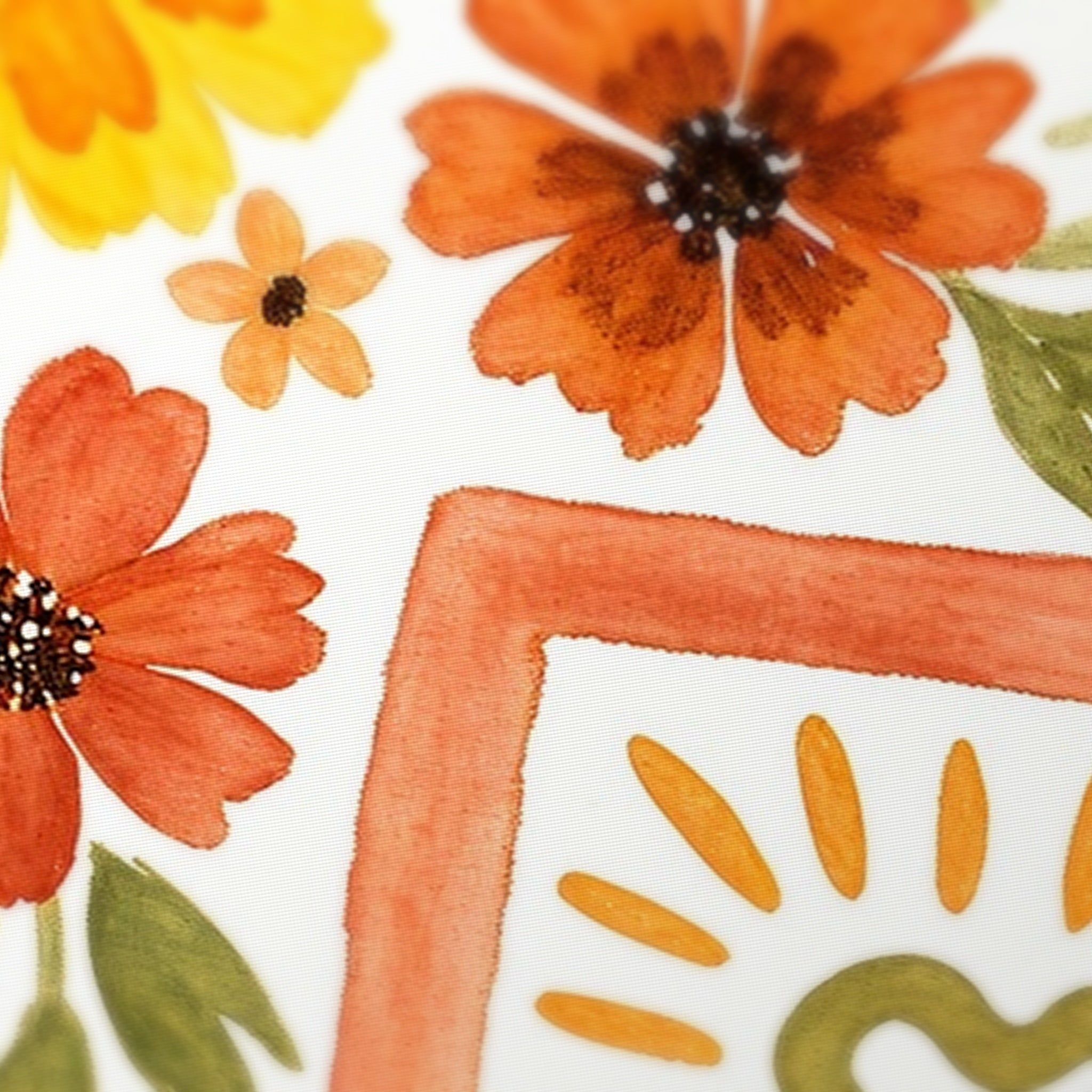 Marigold Folk Mahjong Mat — fabric detail