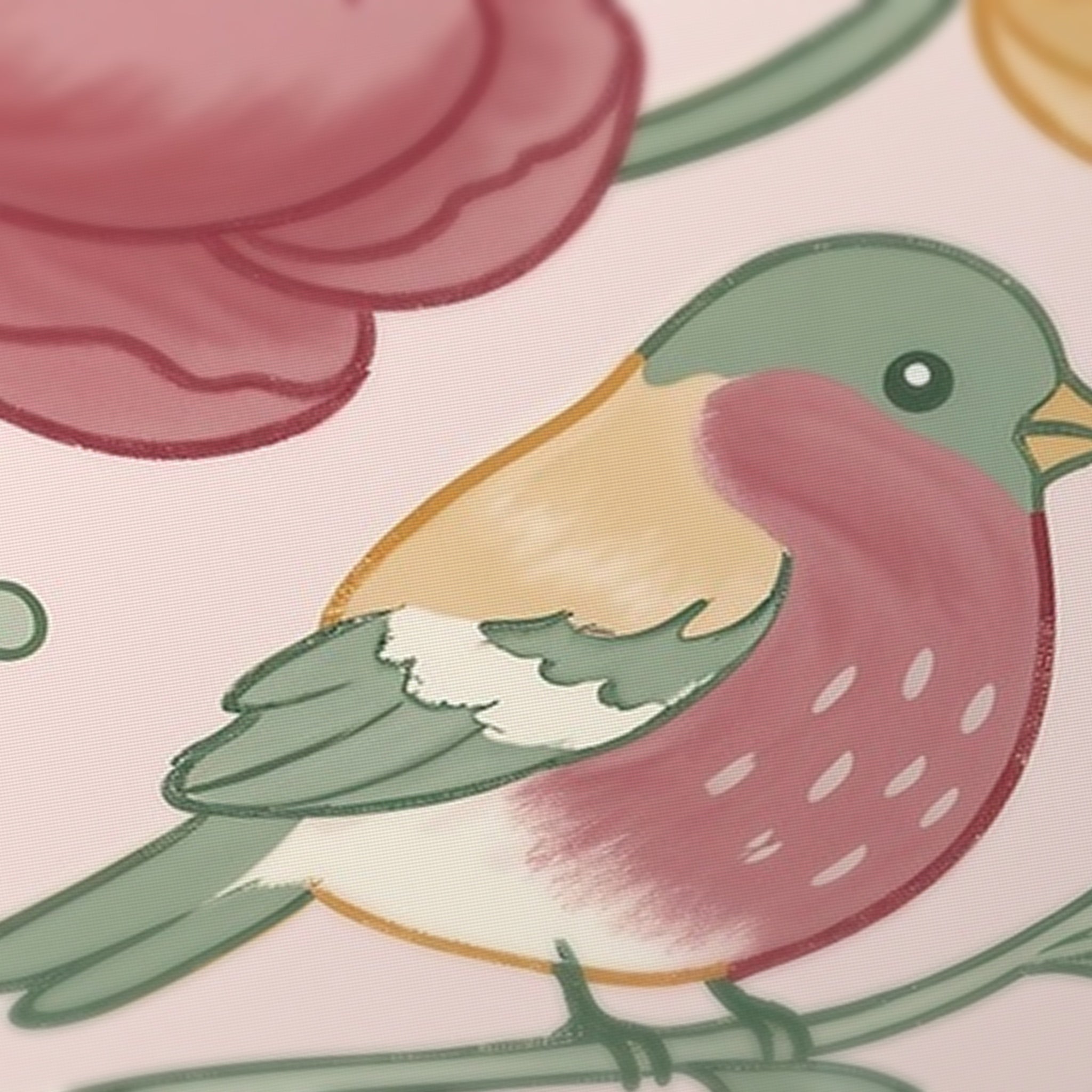 Fawn Peony Mahjong Mat — fabric detail