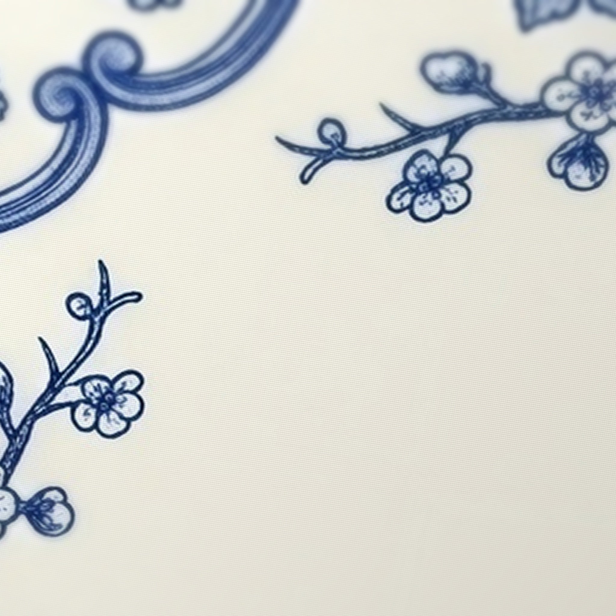 Delft Cartouche Mahjong Mat — fabric detail