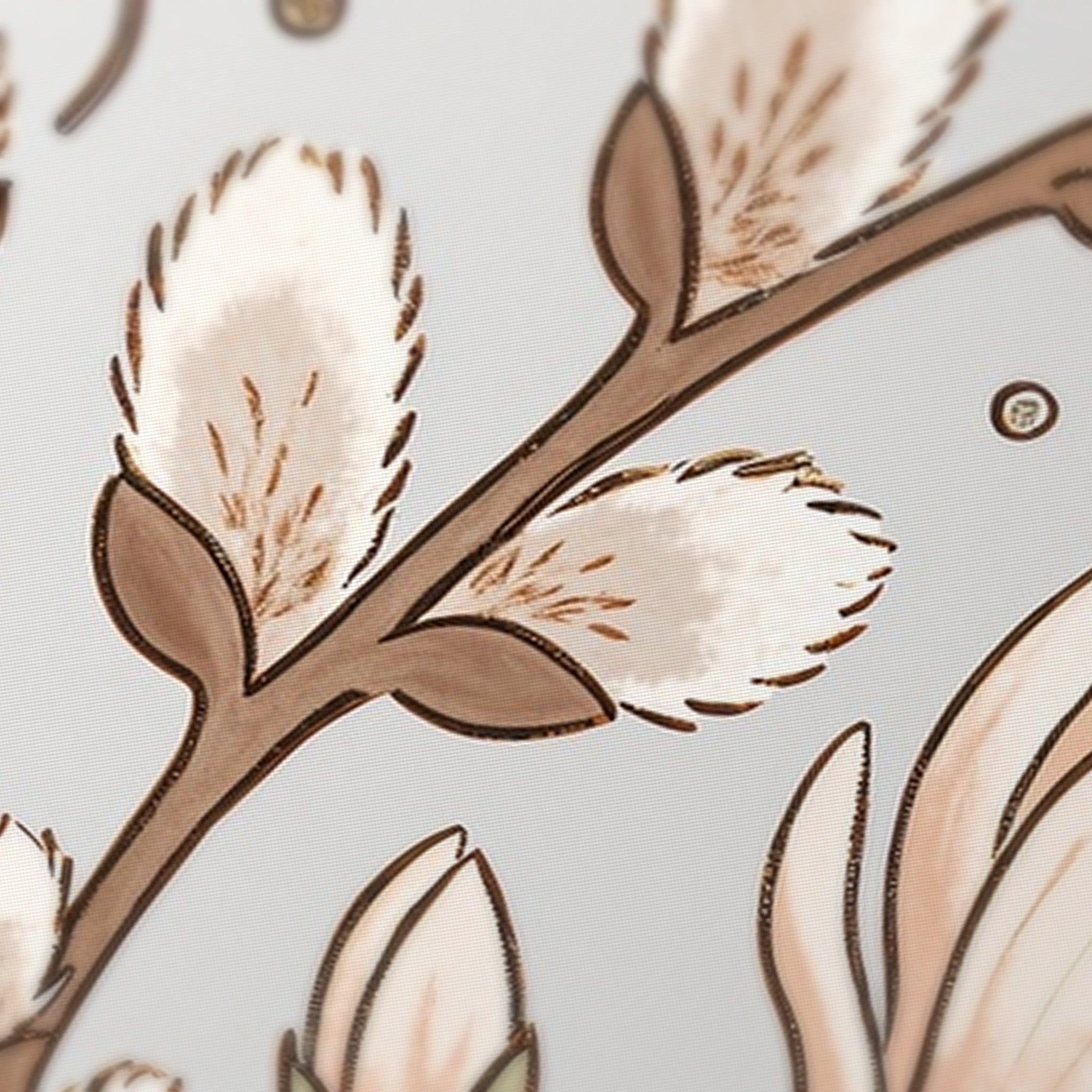 Owl Magnolia Mahjong Mat — fabric detail