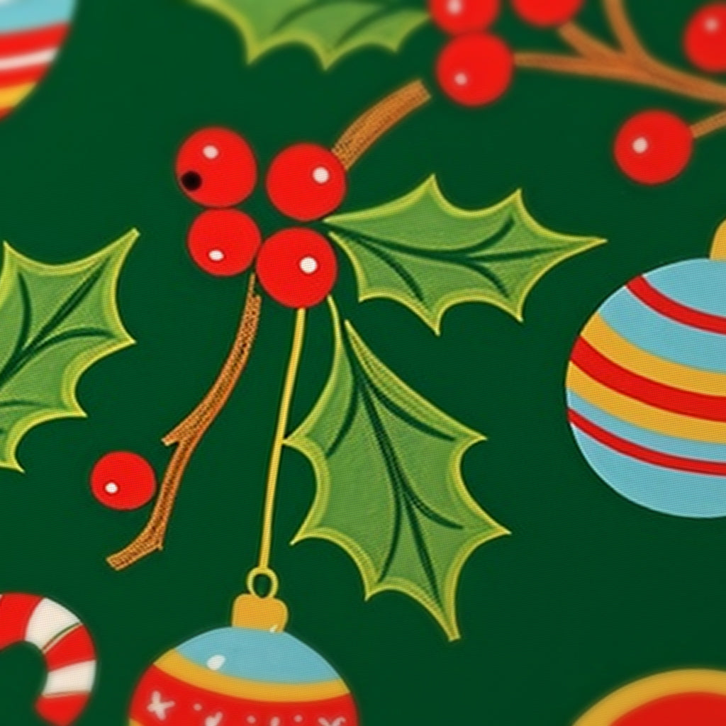 Gingerbread Holly Mahjong Mat — fabric detail